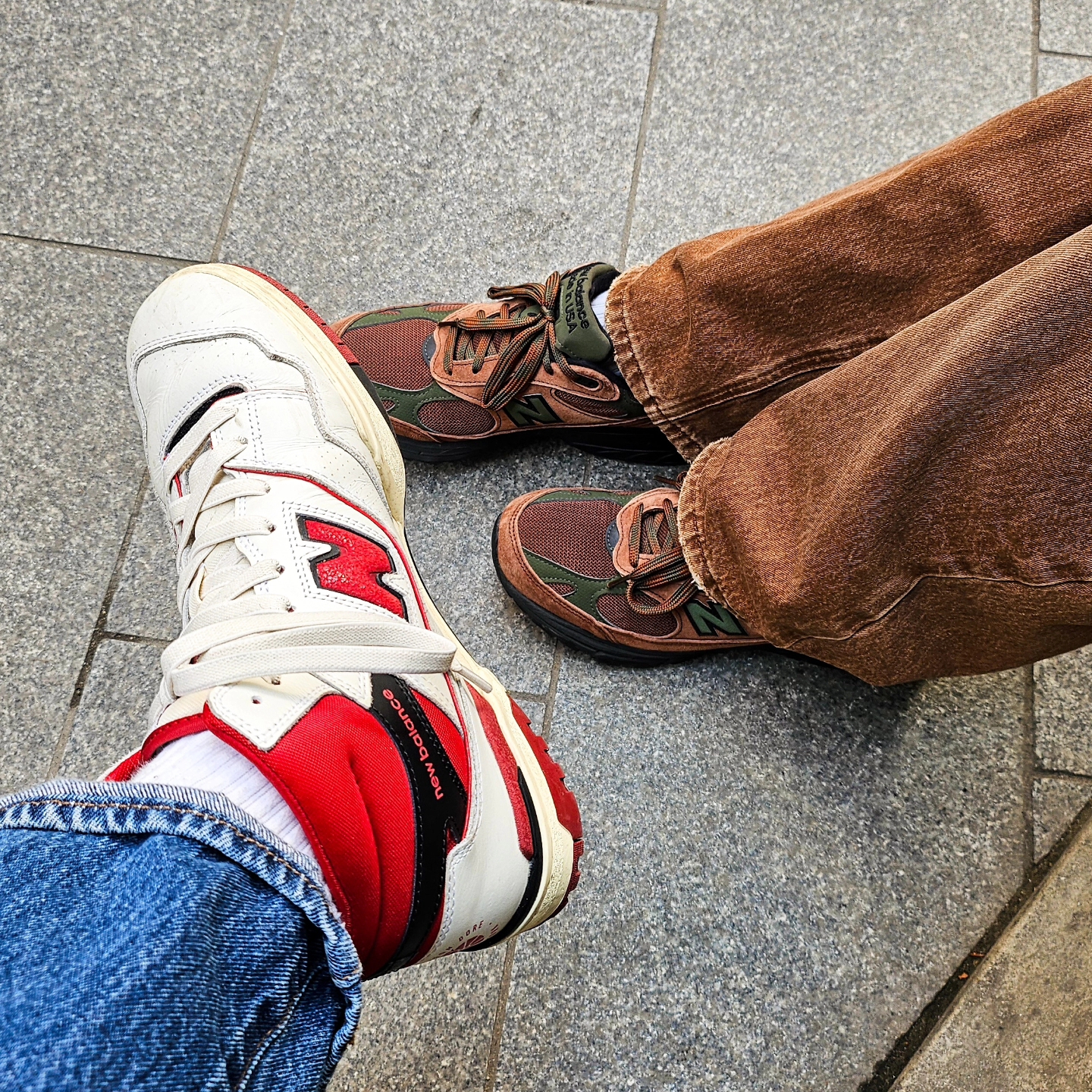 New Balance x Aime Leon Dore 650R White Red, New Balance x Aime Leon Dore 993 Made in USA Brown 착용 스타일 - 3