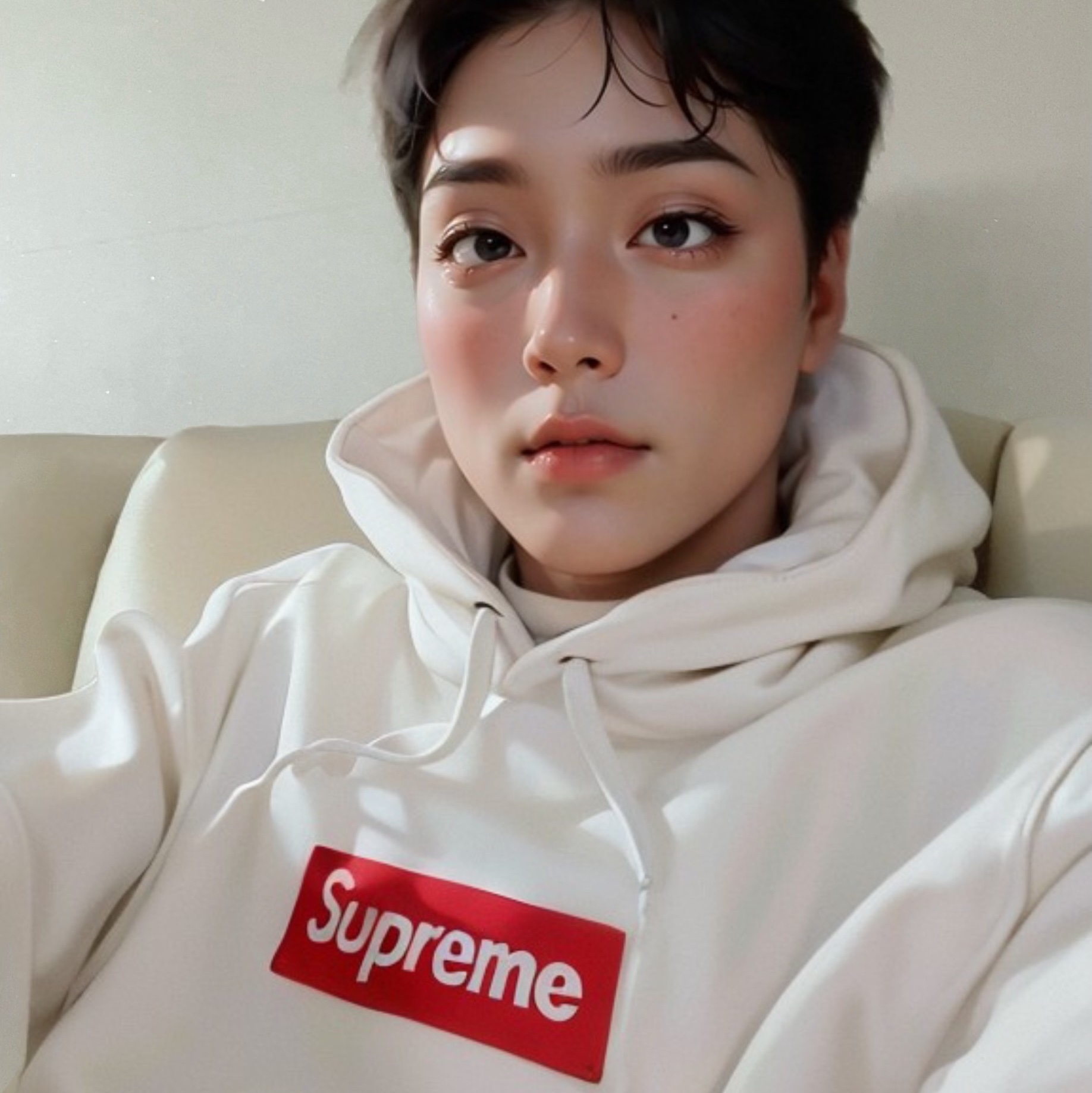Supreme Box Logo Hooded Sweatshirt White - 21FW 착용 스타일
