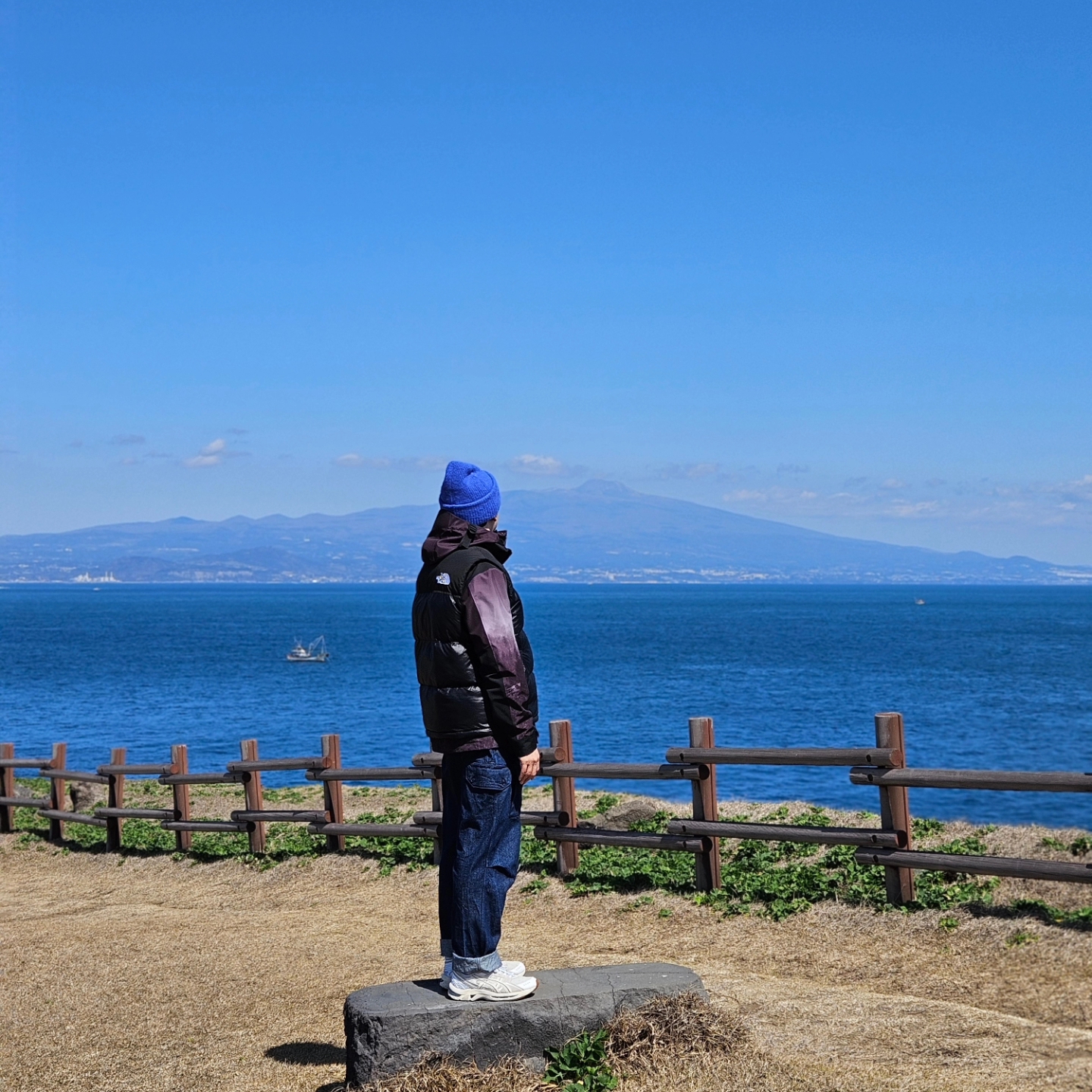 Engineered Garments Feather PC Twill FA Pants Dark Navy, The North Face Eco Gore-Tex Mountain Vista Jacket Blue Stone 착용 스타일 - 3