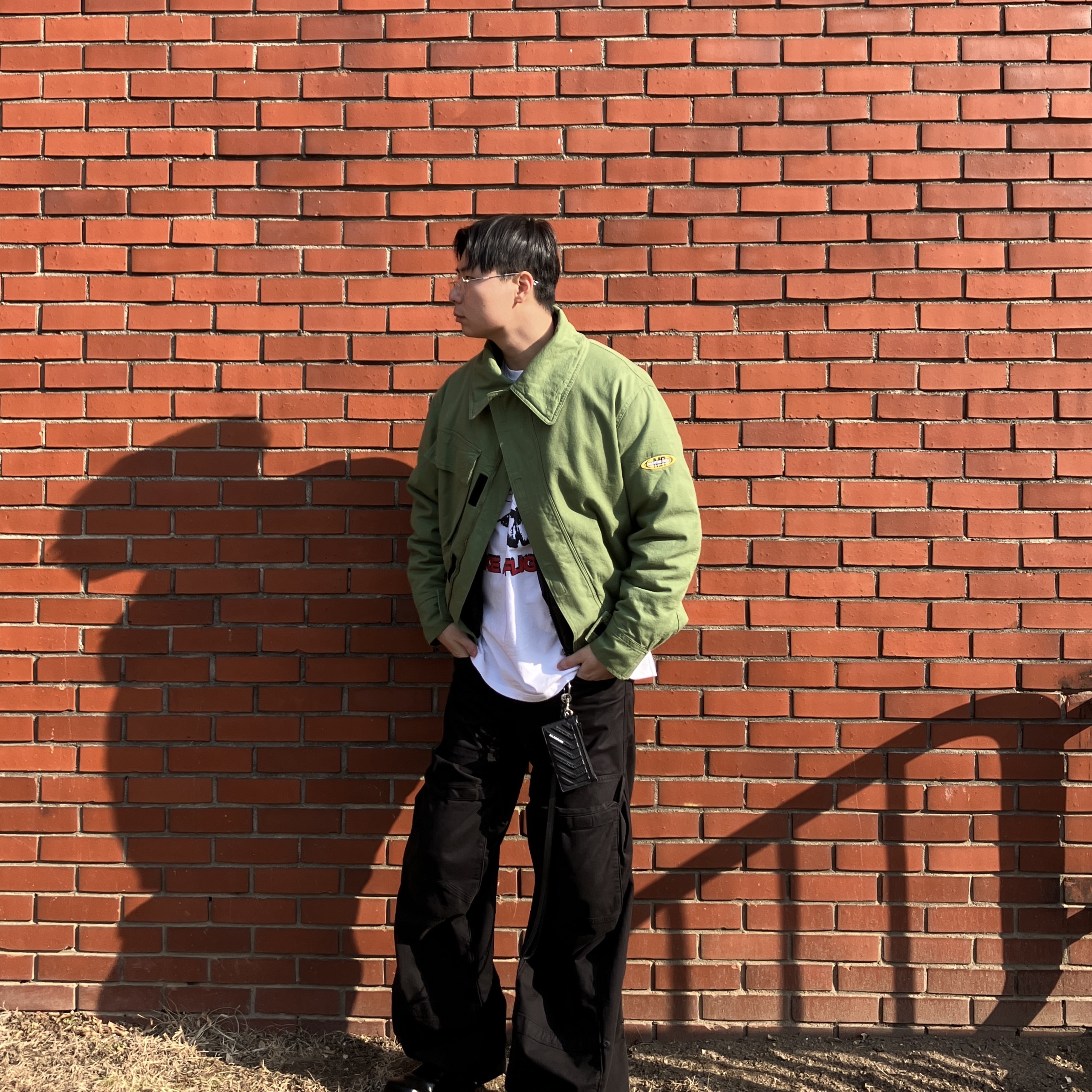 Martine Rose Doll Field Jacket Khaki, Balenciaga Inspector 40mm Derby Black 착용 스타일 - 2