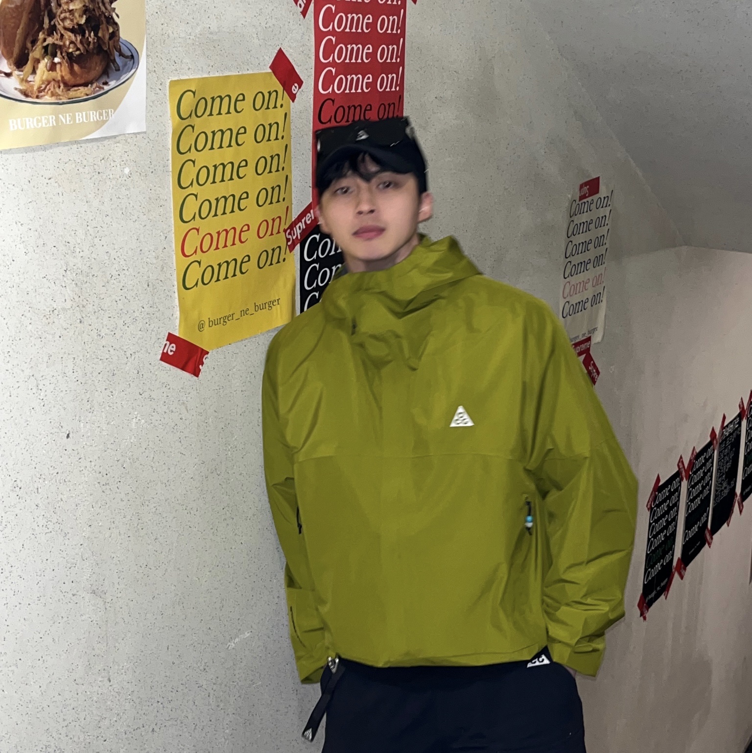Nike ACG Storm-Fit ADV Cascade Rains Full Zip Jacket Moss - Asia, Nike ACG Trail Cap Black 착용 스타일