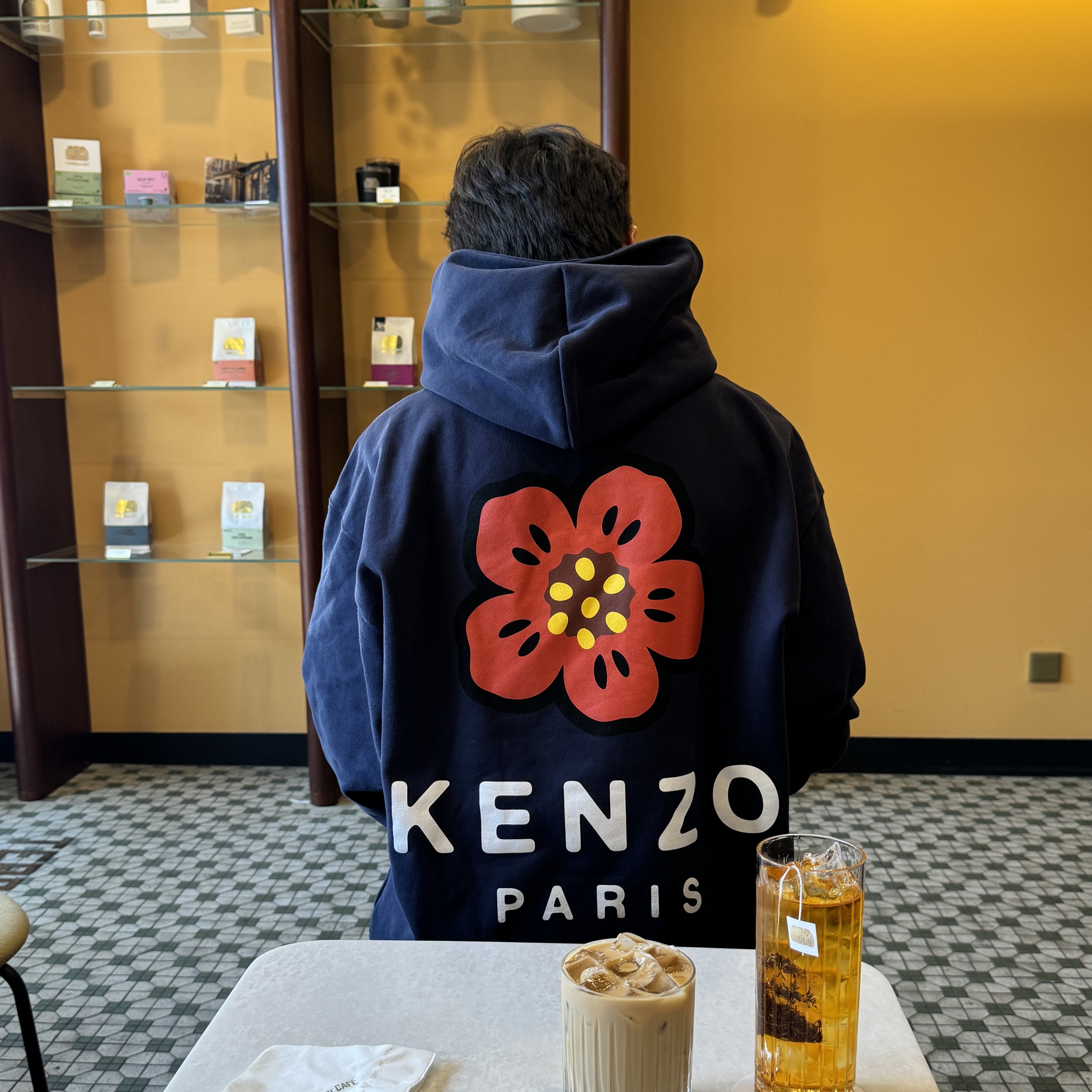 Kenzo Boke Flower Oversized Hoodie Sweatshirt Midnight Blue 착용 스타일