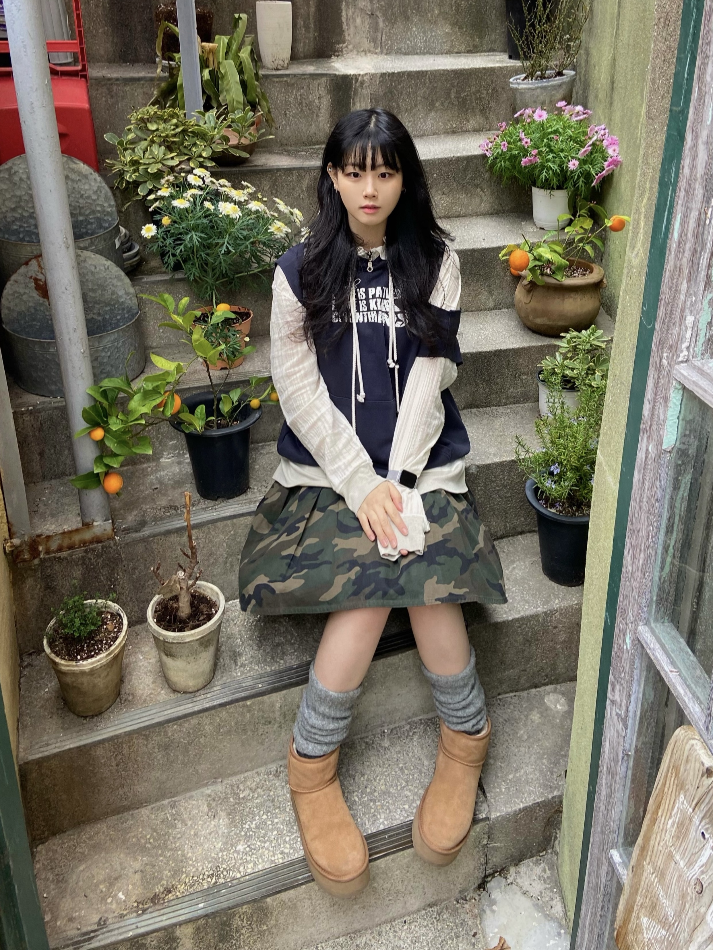(W) UGG Classic Mini Platform Boots Chestnut 착용 스타일