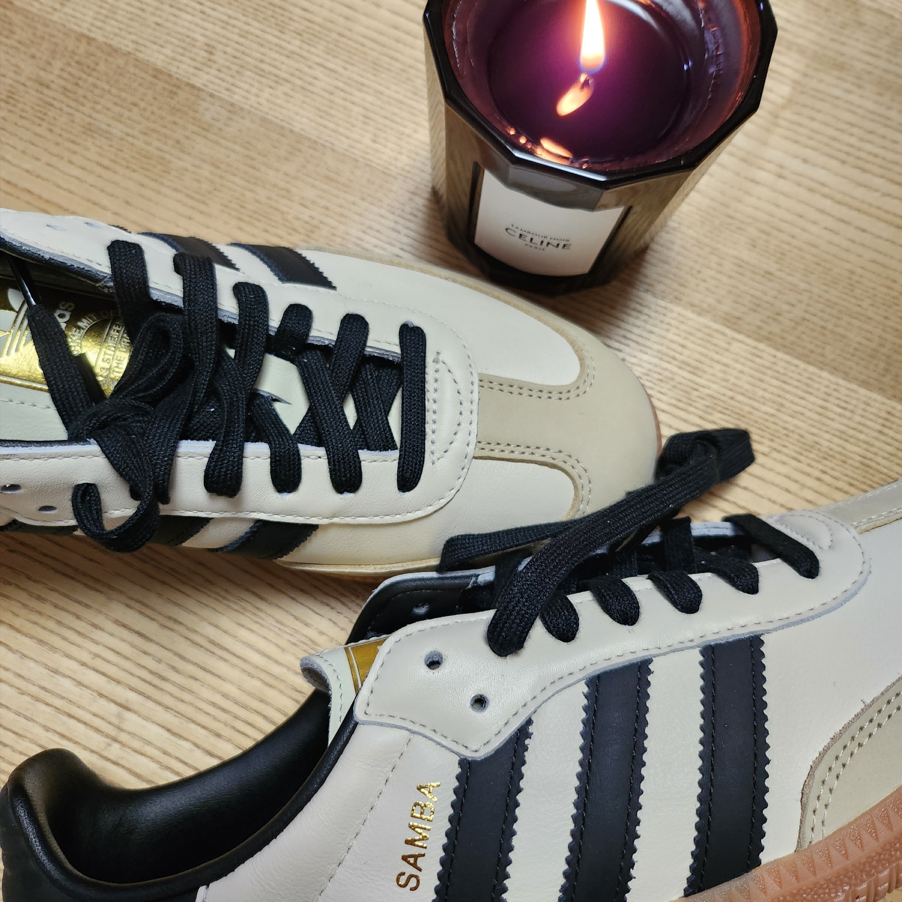 (W) Adidas Samba OG Cream White Core Black 착용 스타일