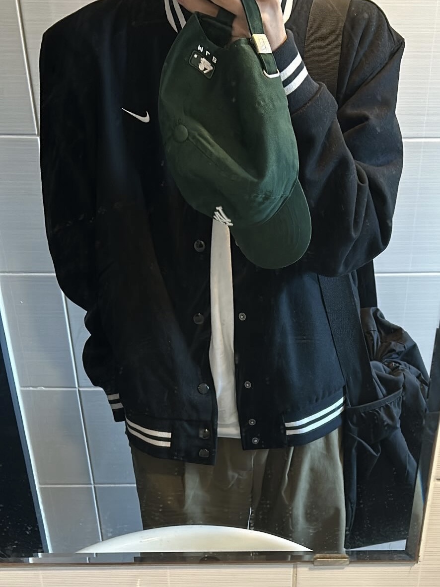Nike NSW Authentics Varsity Jacket Black - Asia 착용 스타일
