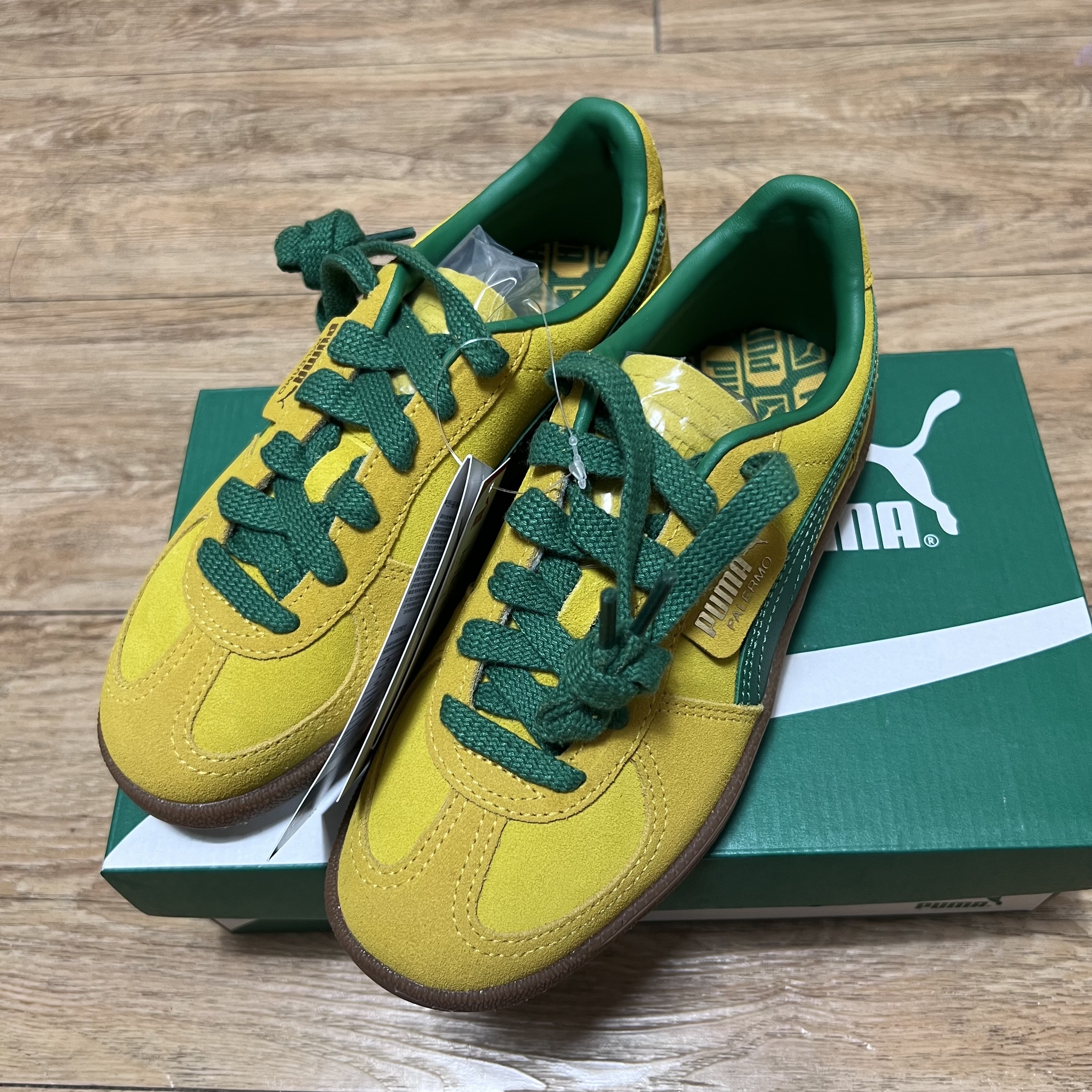 Puma Palermo Pele Yellow Archive Green 착용 스타일