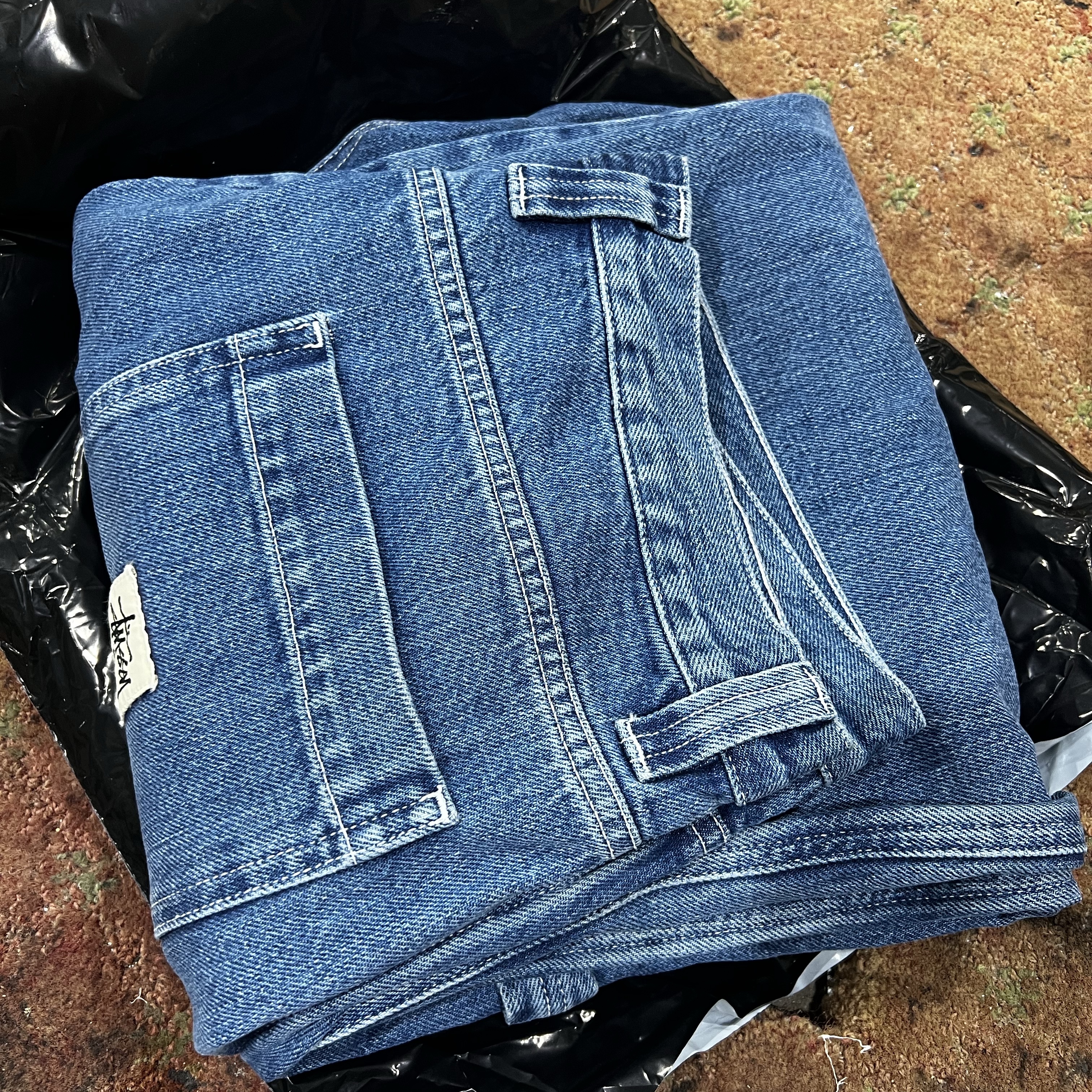Stussy Denim Work Pants Blue 착용 스타일