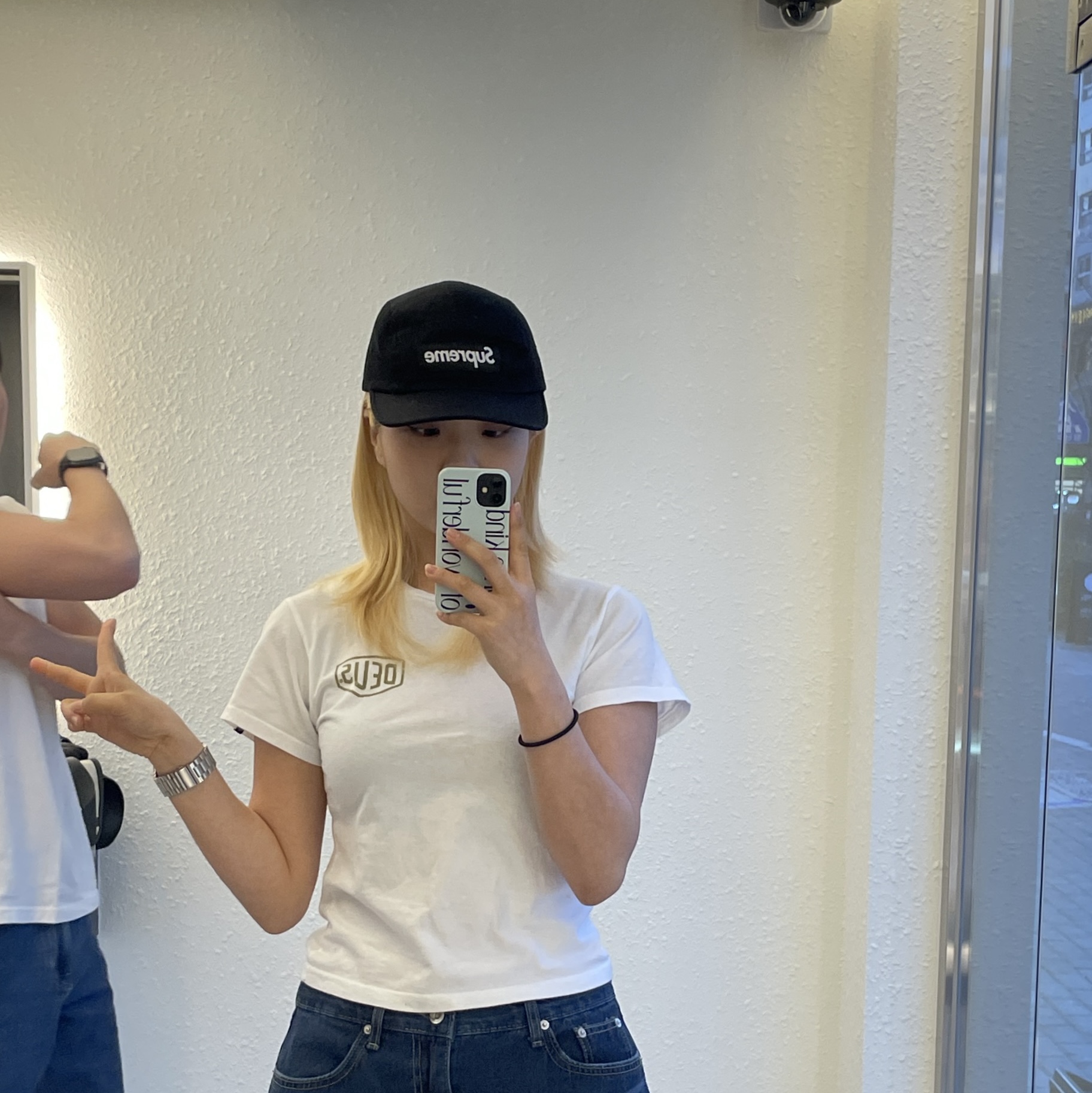 Supreme Washed Chino Twill Camp Cap Black 착용 스타일