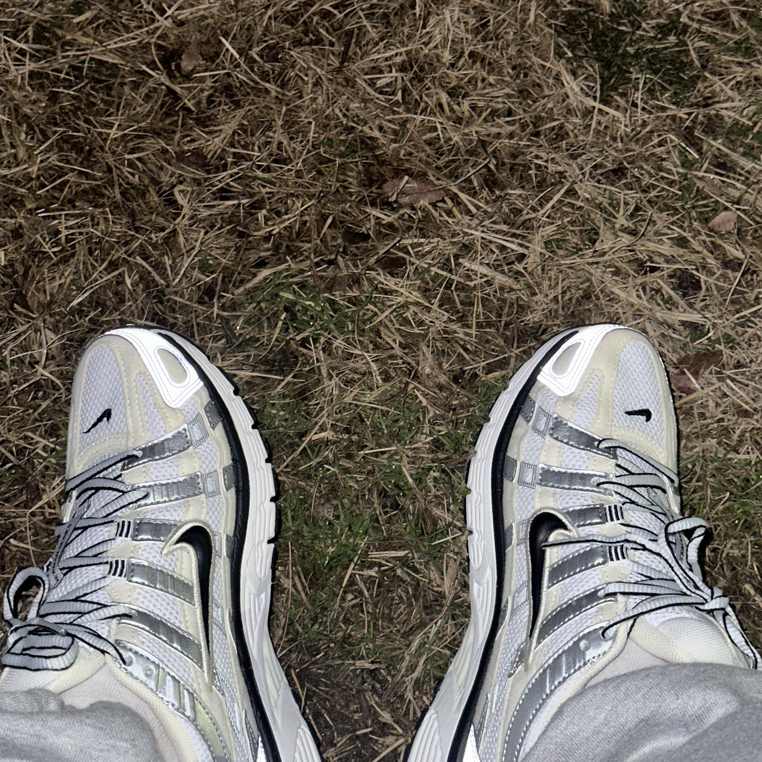 (W) Nike P-6000 Coconut Milk Metallic Silver 착용 스타일