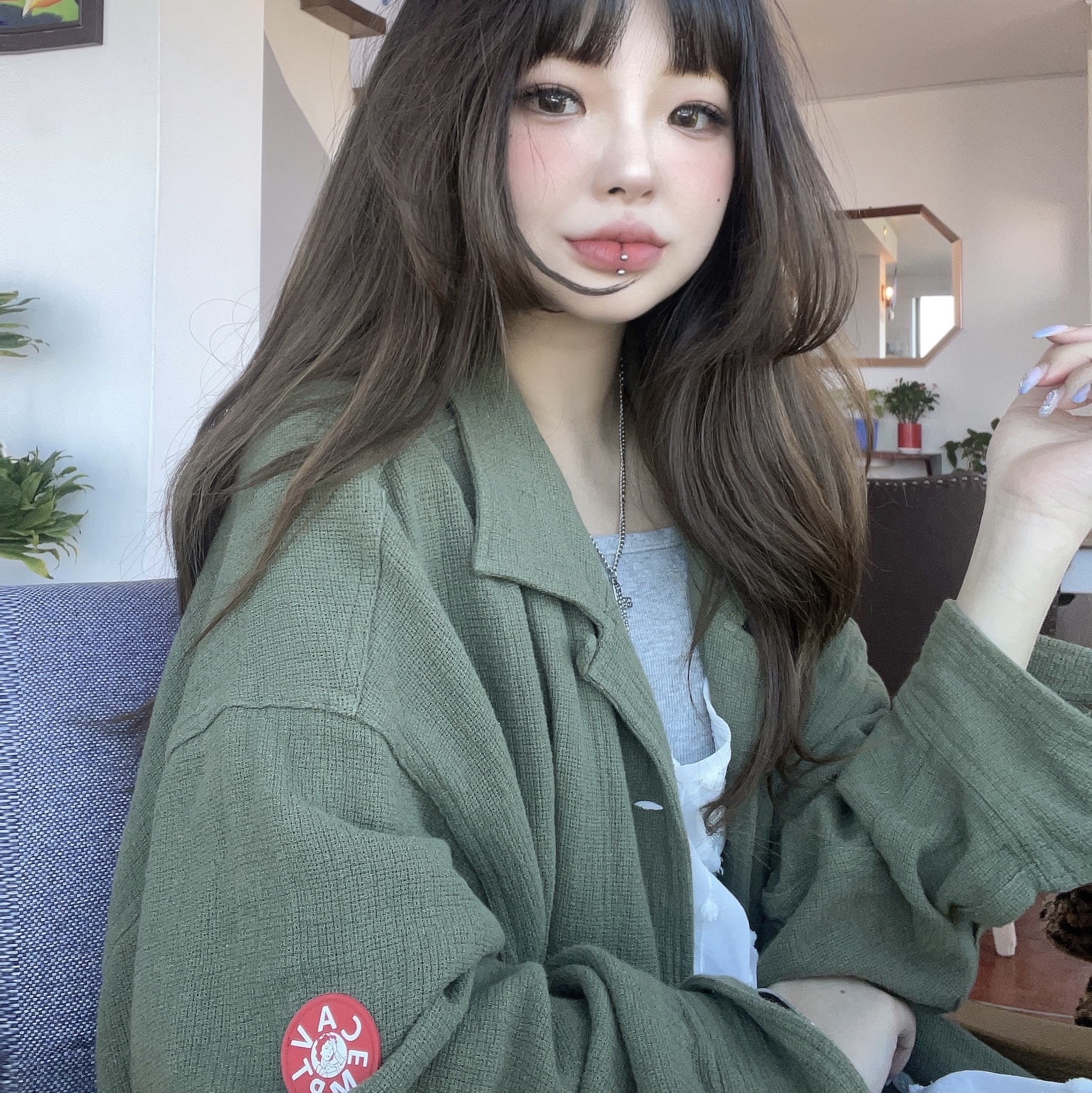 Cav Empt CL Open Shirt Olive - 23FW 착용 스타일