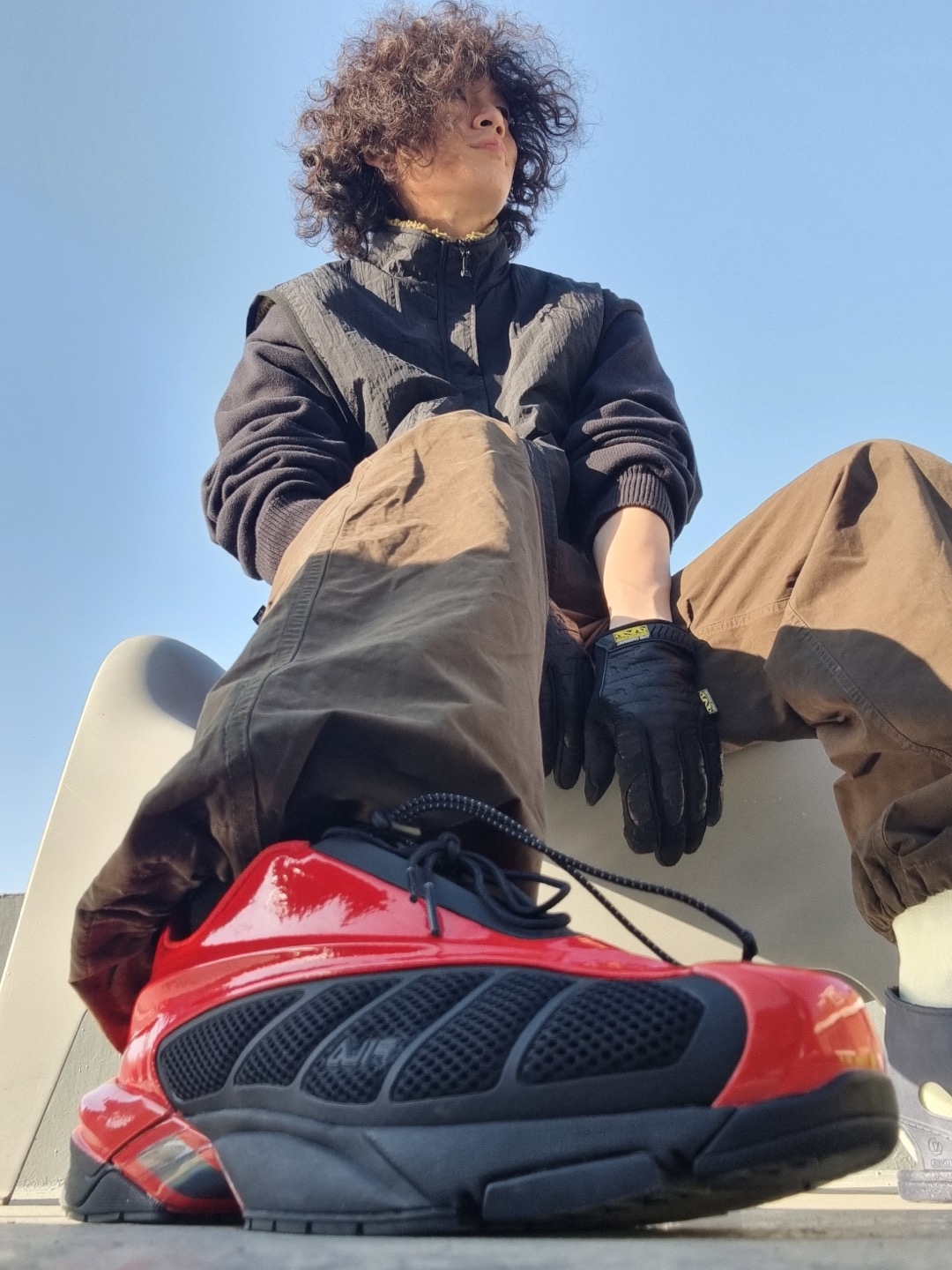 Fila Replica 2002 Black Red, Supreme x Mechanix Leather Work Gloves Black - 24SS 착용 스타일 - 1