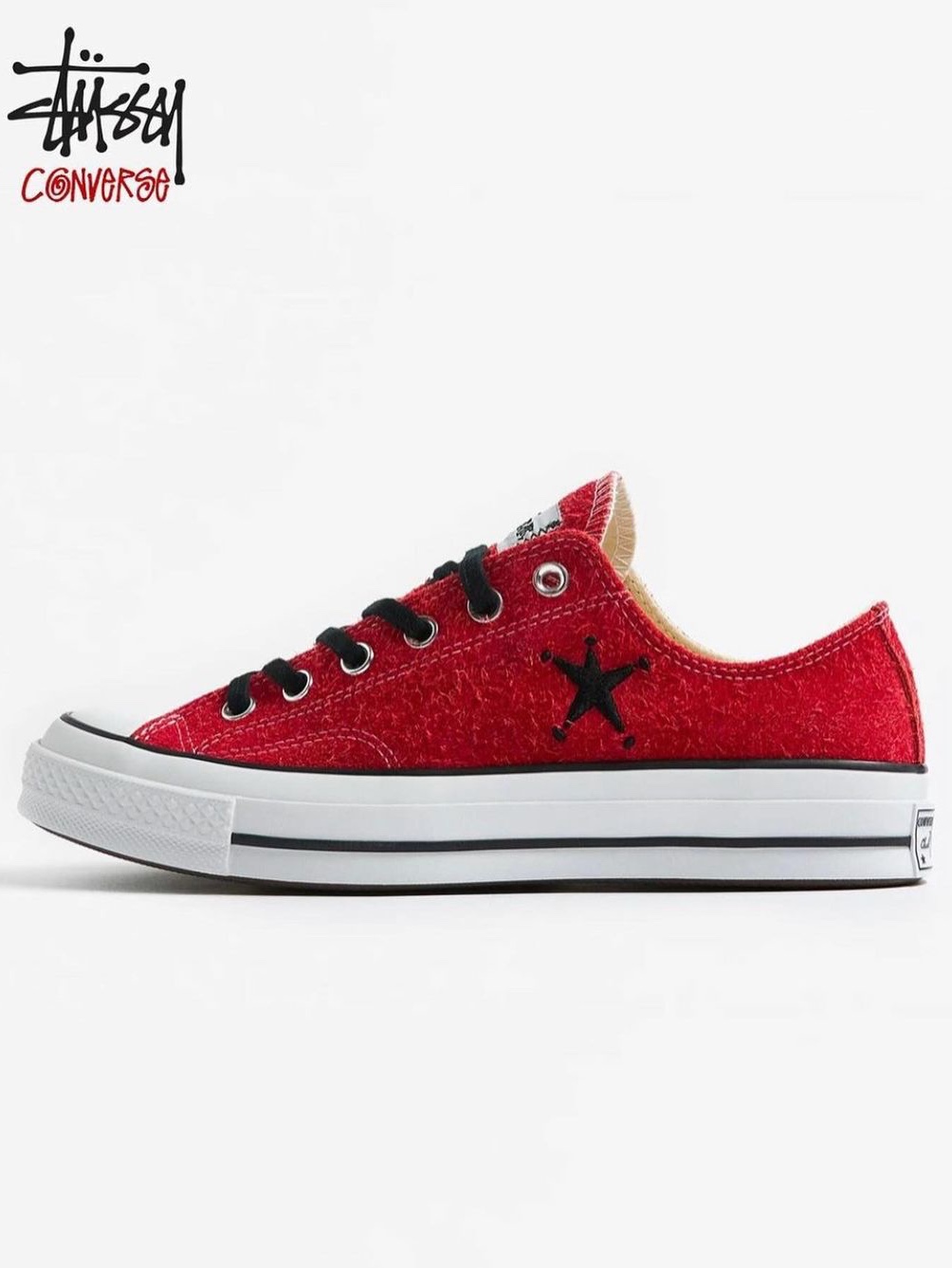Converse x Stussy Chuck 70 Ox Poppy Red, Converse x Stussy Chuck 70 Hi Sky Blue 착용 스타일 - 3