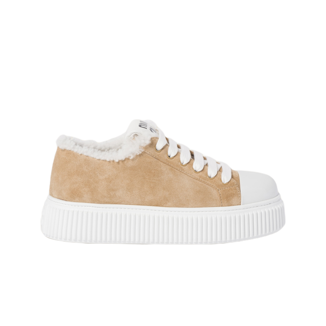5E986D-Z0G-F0379 (W) Miu Miu Suede Sneakers Ecru