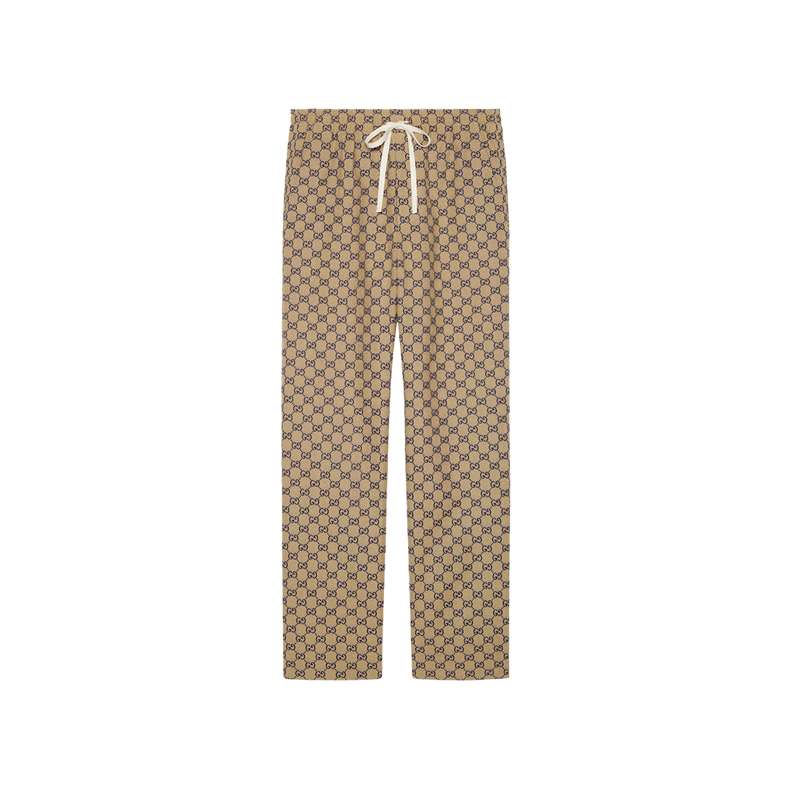 Gucci GG Canvas Trousers with Leather Interlocking G Beige Blue 상세 이미지 1