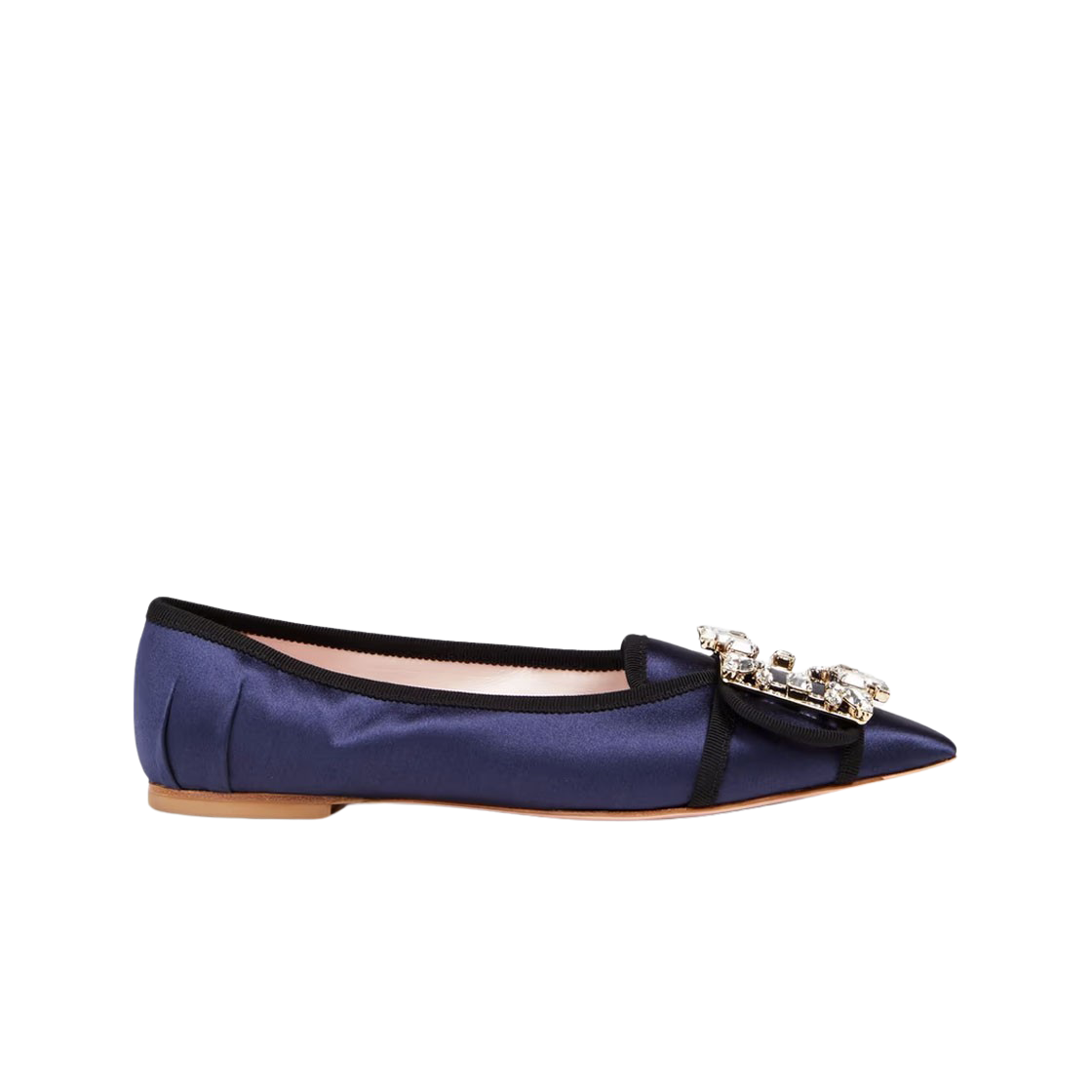 (W) 로저 비비에 브로치 비비에 버클 발레리나 사틴 네이비((W) Roger Vivier Broche Vivier Buckle Ballerinas Satin Navy) - 1