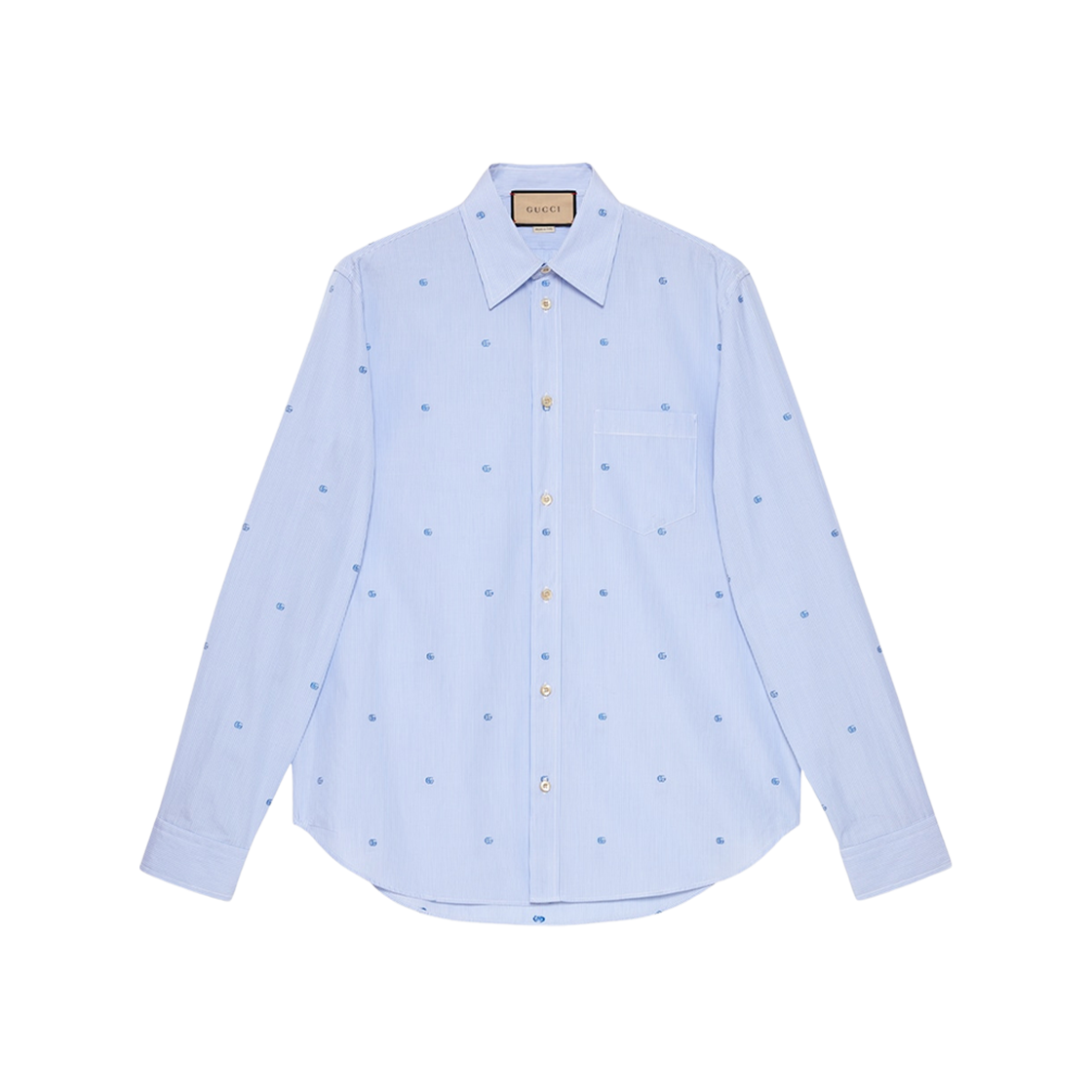 Gucci Striped Cotton Poplin Shirt Light Blue White 상세 이미지 1