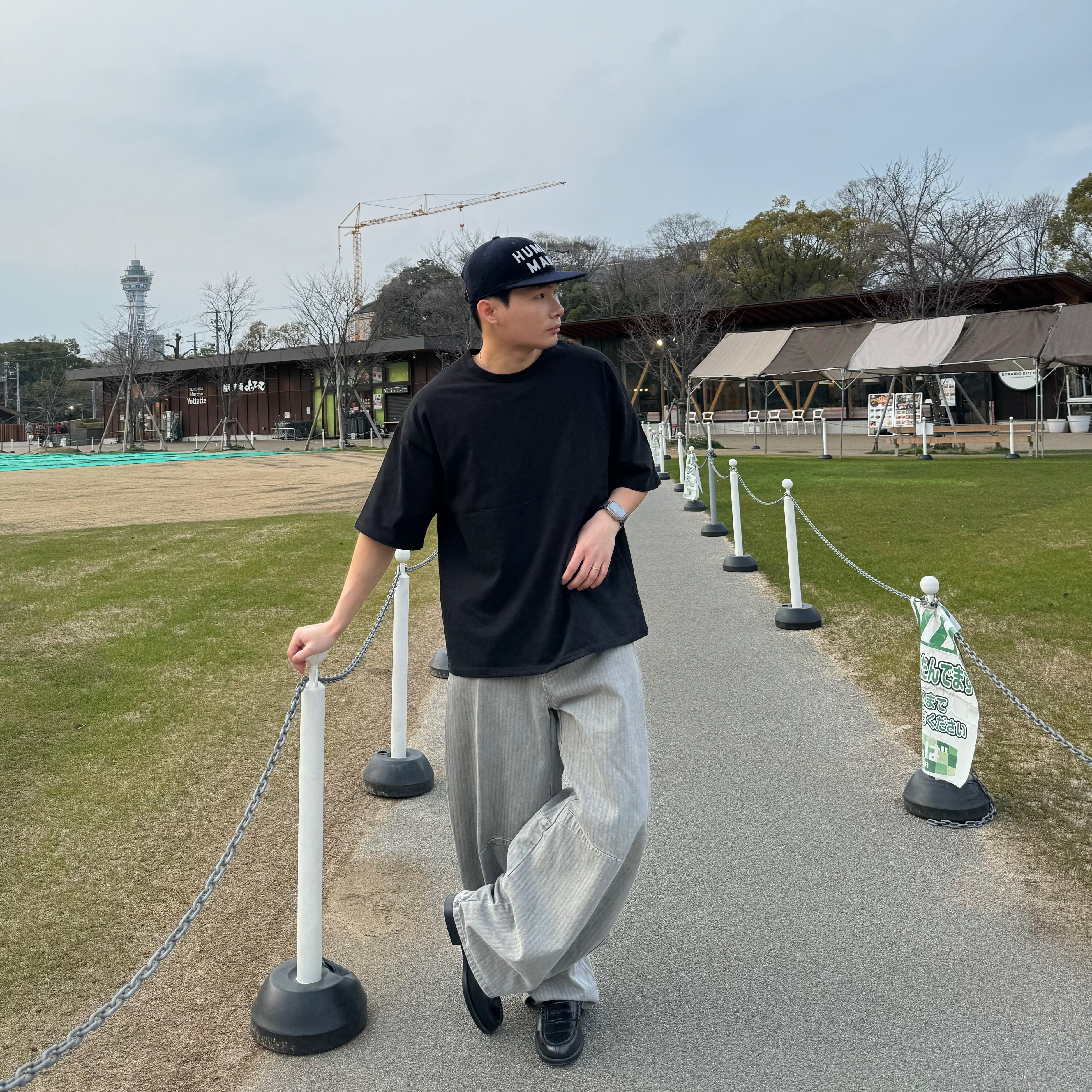 Human Made 6-Panel Wool Cap Navy 착용 스타일