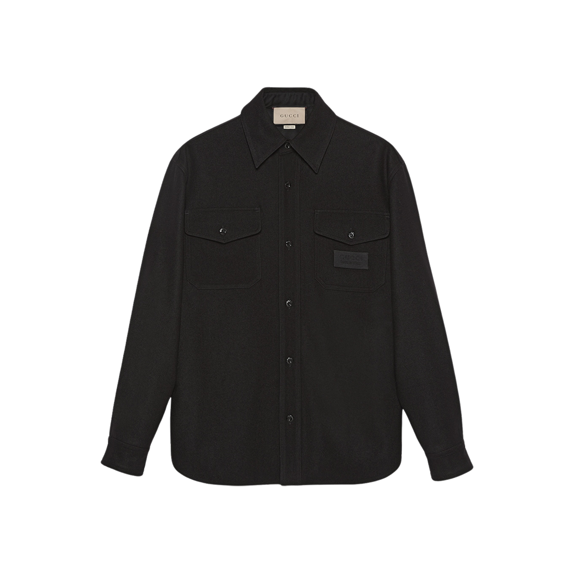 Gucci Wool Overshirt with Patch Black 상세 이미지 1