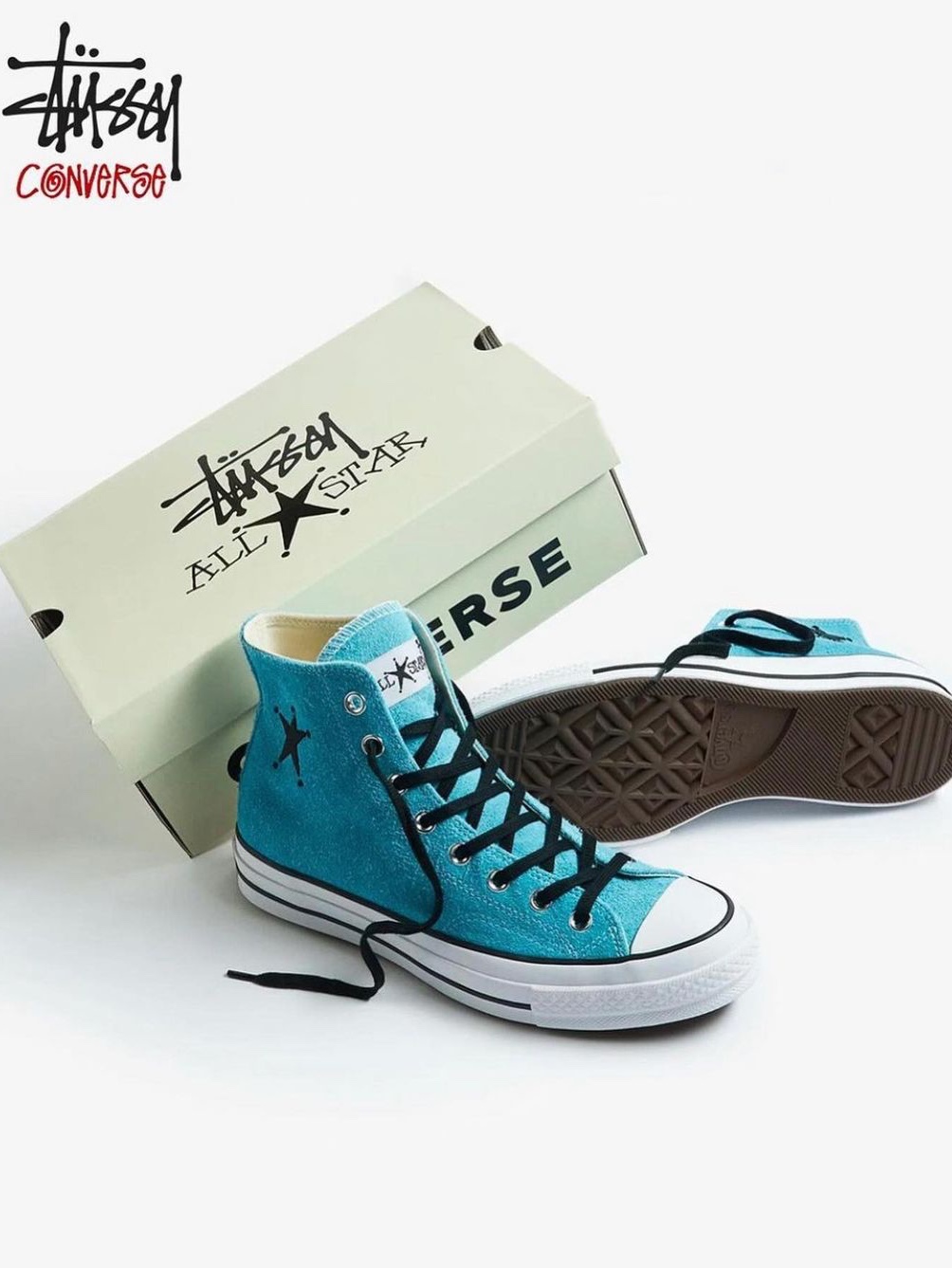 Converse x Stussy Chuck 70 Ox Poppy Red, Converse x Stussy Chuck 70 Hi Sky Blue 착용 스타일 - 6