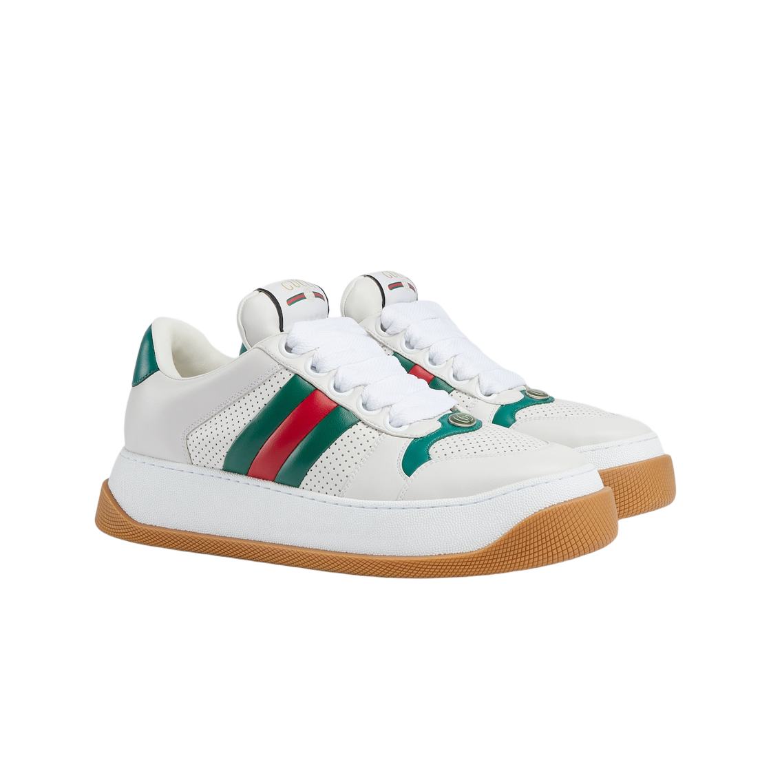 771457-AAC0S-9063 Gucci Screener Sneakers with Web White Leather - 대표 이미지 #1