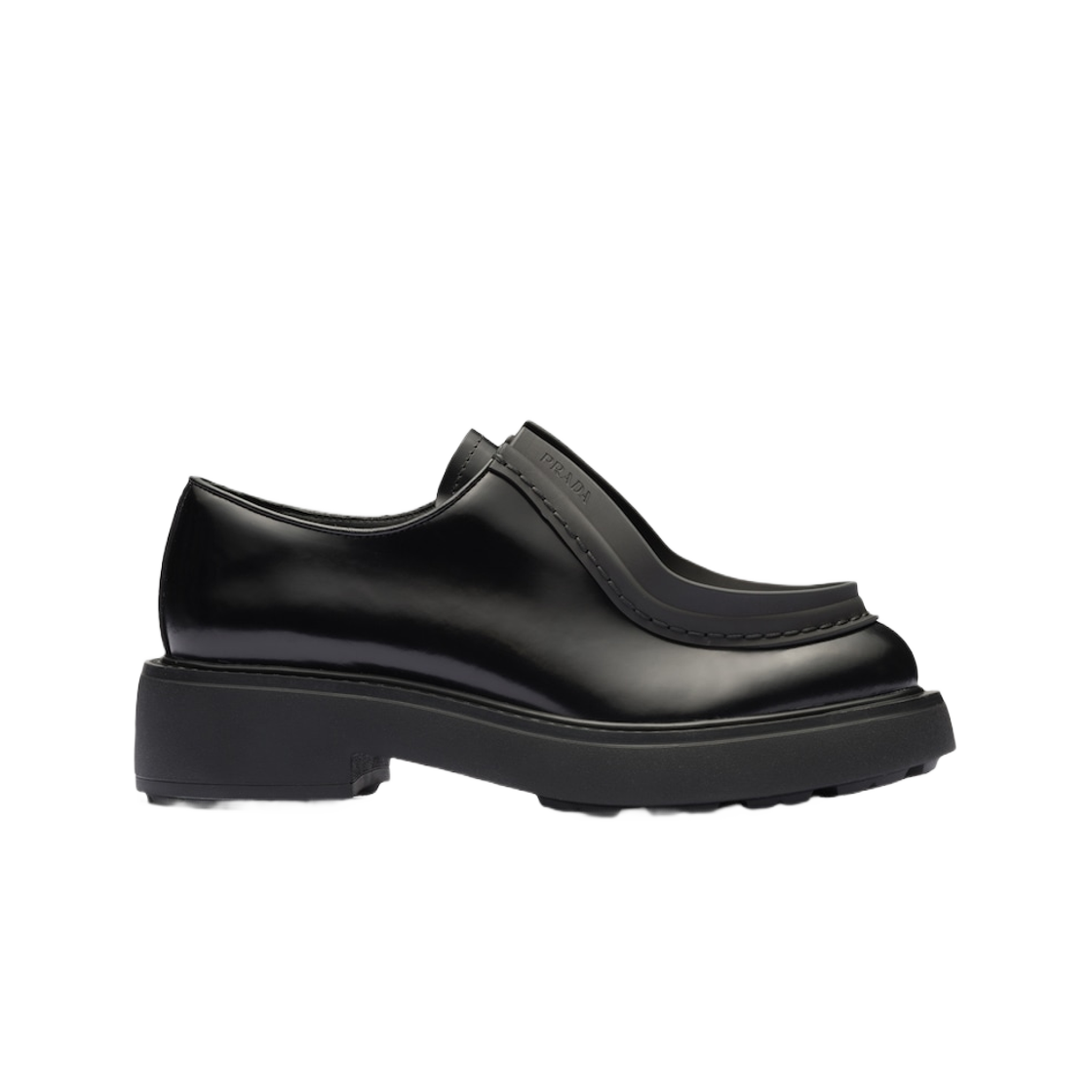 (W) 프라다 브러쉬드 레더 레이스업 슈즈 블랙