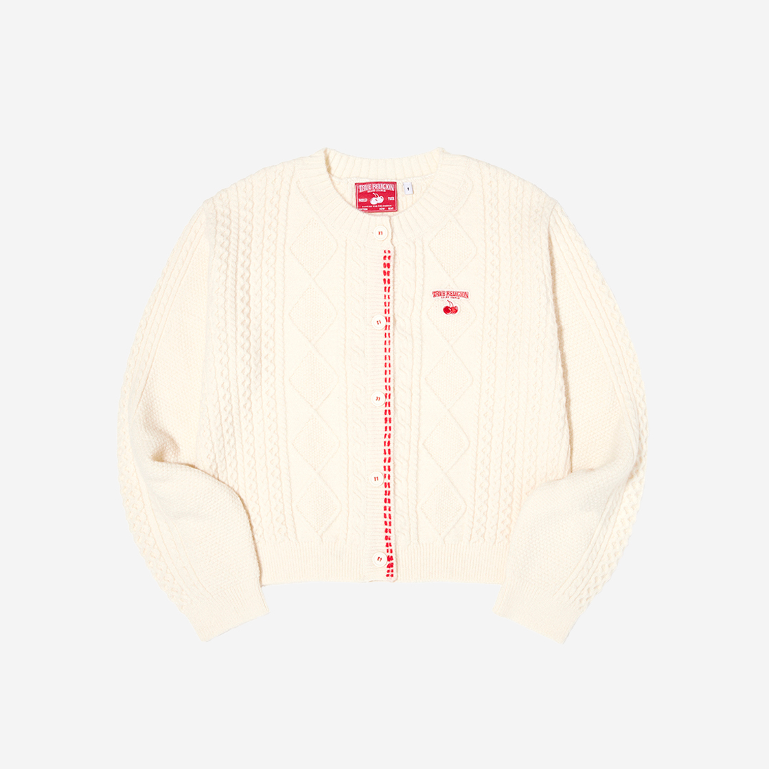 트루릴리젼 x 키르시 와펜 포인트 케이블 가디건 아이보리(True Religion x KIRSH Wappen Point Cable Cardigan Ivory) - 1