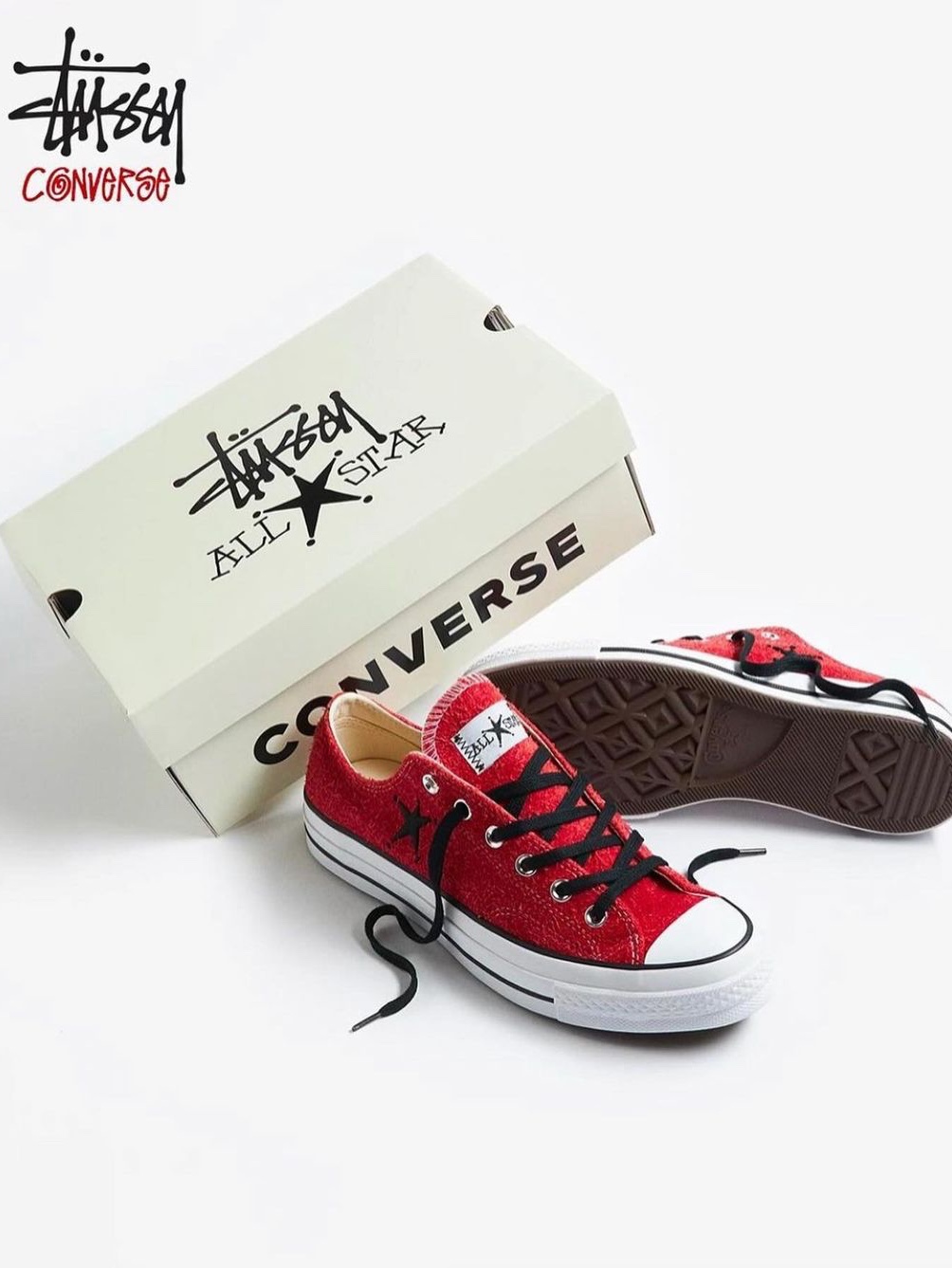 Converse x Stussy Chuck 70 Ox Poppy Red, Converse x Stussy Chuck 70 Hi Sky Blue 착용 스타일 - 5