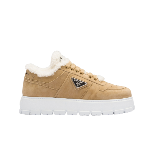 (W) Prada Suede Sneakers Ecru