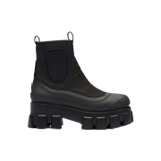 (W) Prada Monolith Nylon Gabardine Boots Black