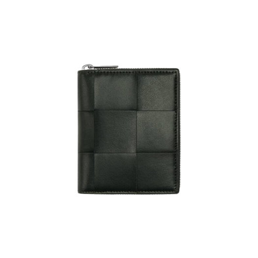 보테가 베네타 카세트 N S 컴팩트 지퍼 어라운드 지갑 코인 지갑 다크 그린 스페이스