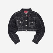 True Religion x KIRSH Stitch Point Denim Crop Jacket White Stitch