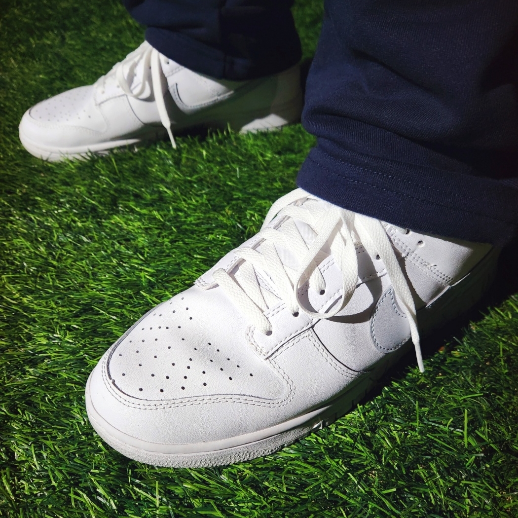 Nike Dunk Low Retro White Pure Platinum 착용 스타일 - 5