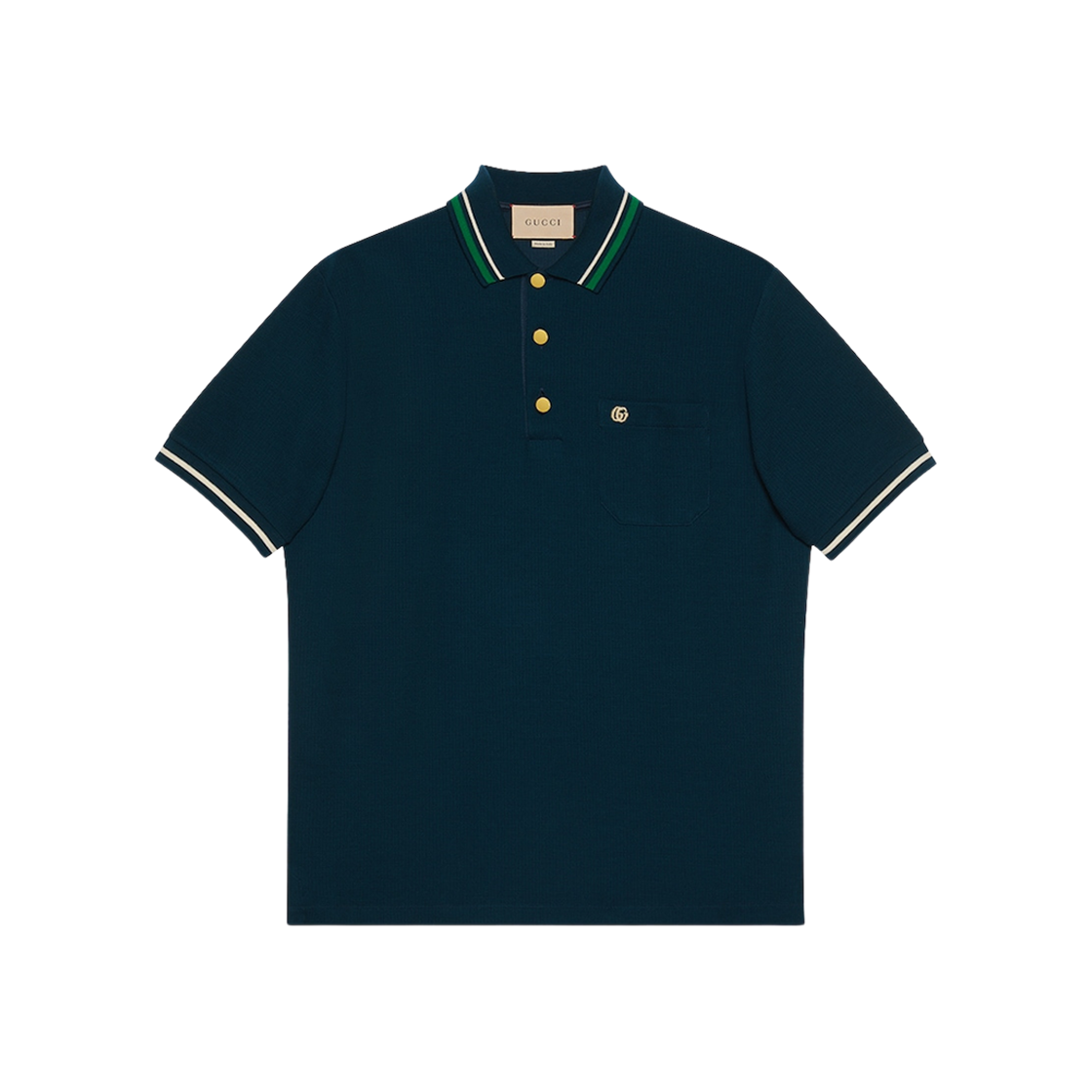 Gucci Wool Cotton Jersey Polo Shirt Dark Blue 상세 이미지 1