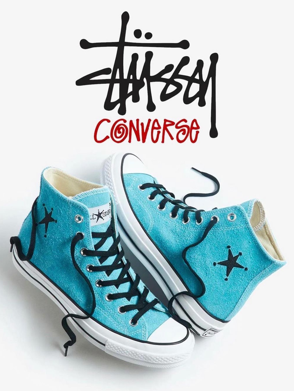 Converse x Stussy Chuck 70 Ox Poppy Red, Converse x Stussy Chuck 70 Hi Sky Blue 착용 스타일 - 2