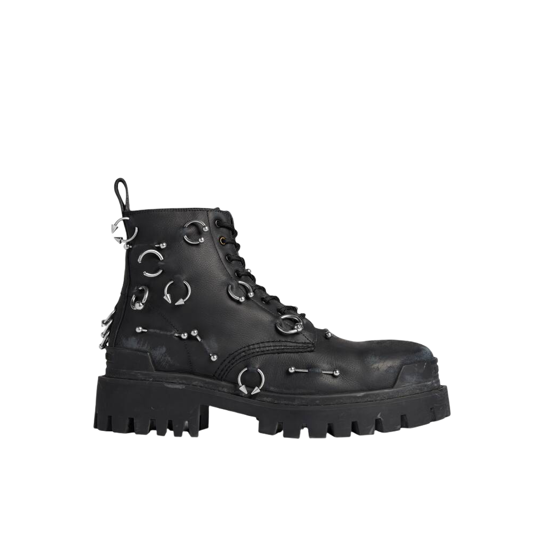 발렌시아가 스트라이크 20mm 부츠 로고 피어싱 블랙