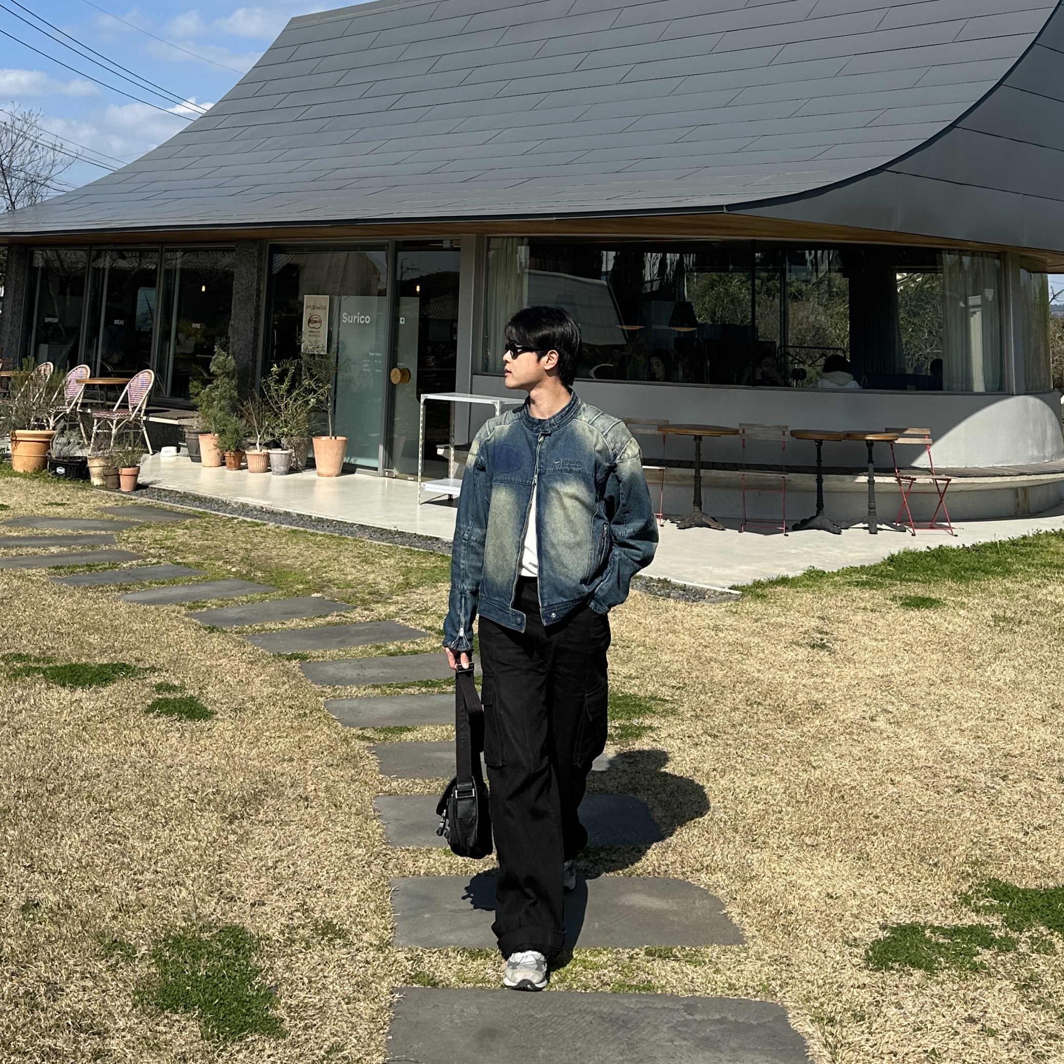 ETCE Denim Racer Jacket Blue 착용 스타일 - 3