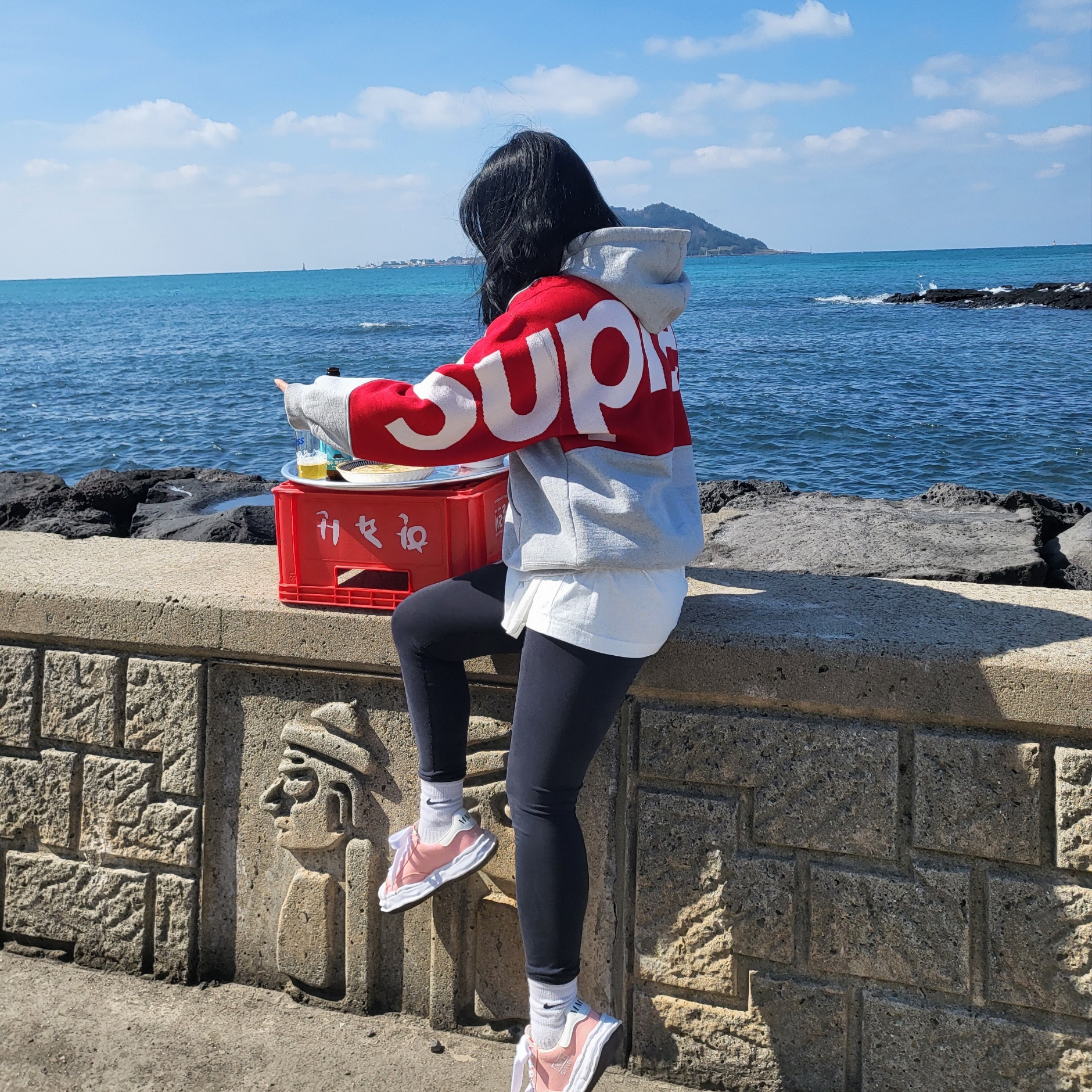 Supreme Big Logo Jacquard Hooded Sweatshirt Heather Grey - 23FW, Maison Mihara Yasuhiro Blakey OG Sole Canvas Low-top Sneakers Pink 착용 스타일