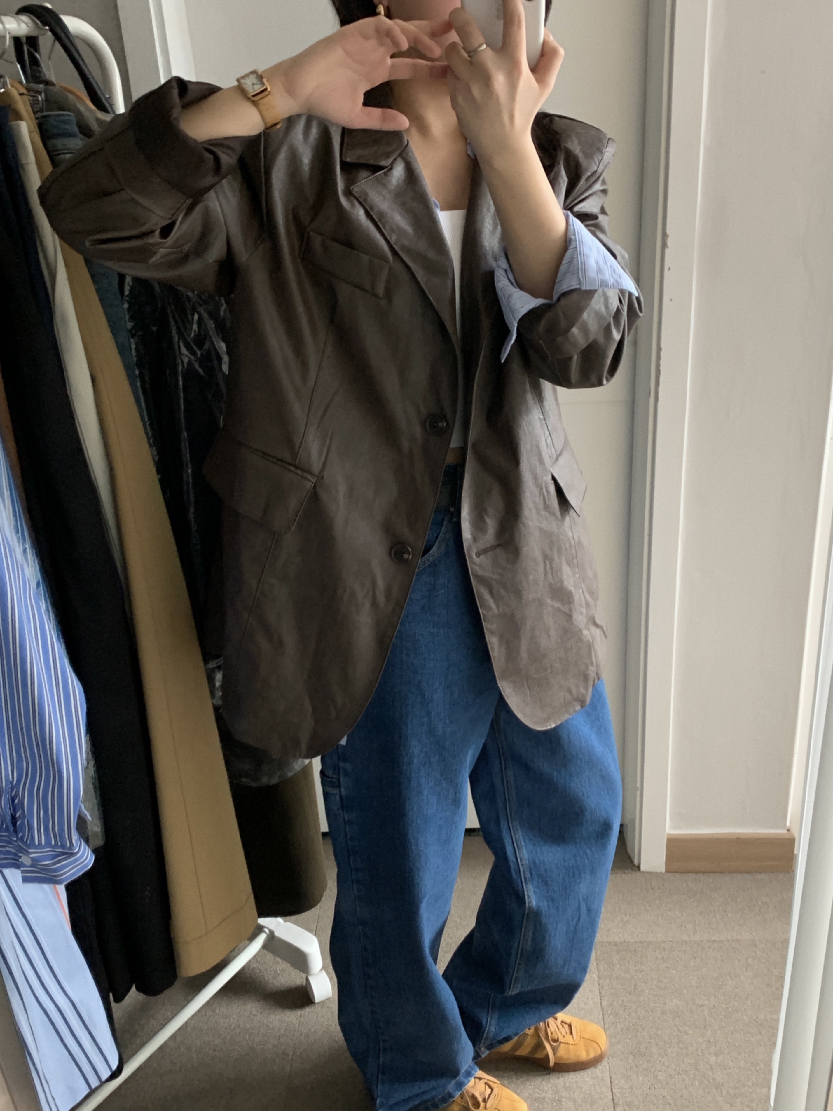 Adidas Tobacco Gruen Mesa Brown Desert 착용 스타일 - 1