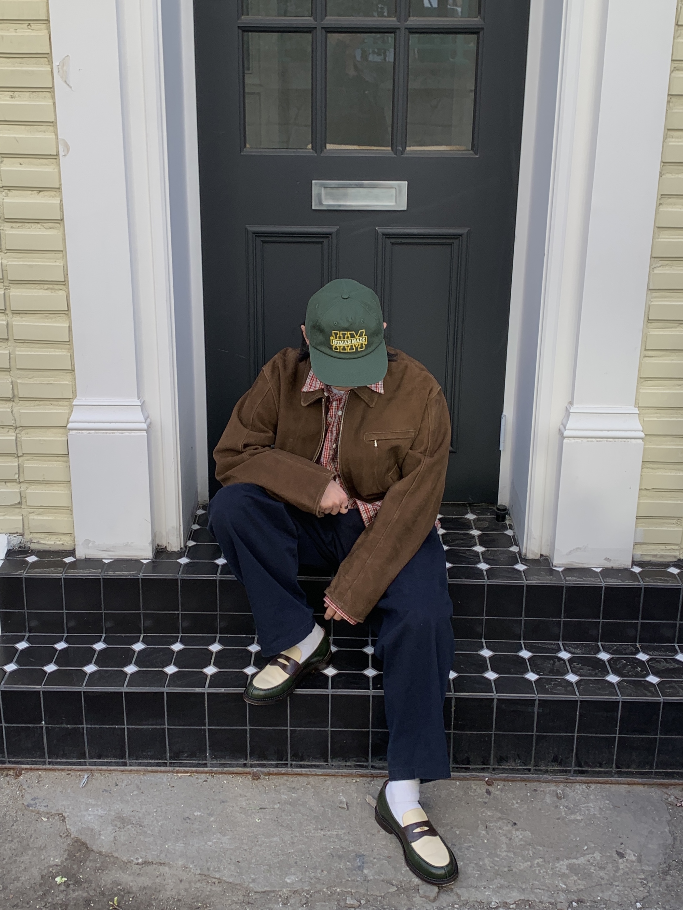 Human Made 5-Panel Twill Cap #1 Green, STU Goat Suede Jacket Brown 착용 스타일 - 1