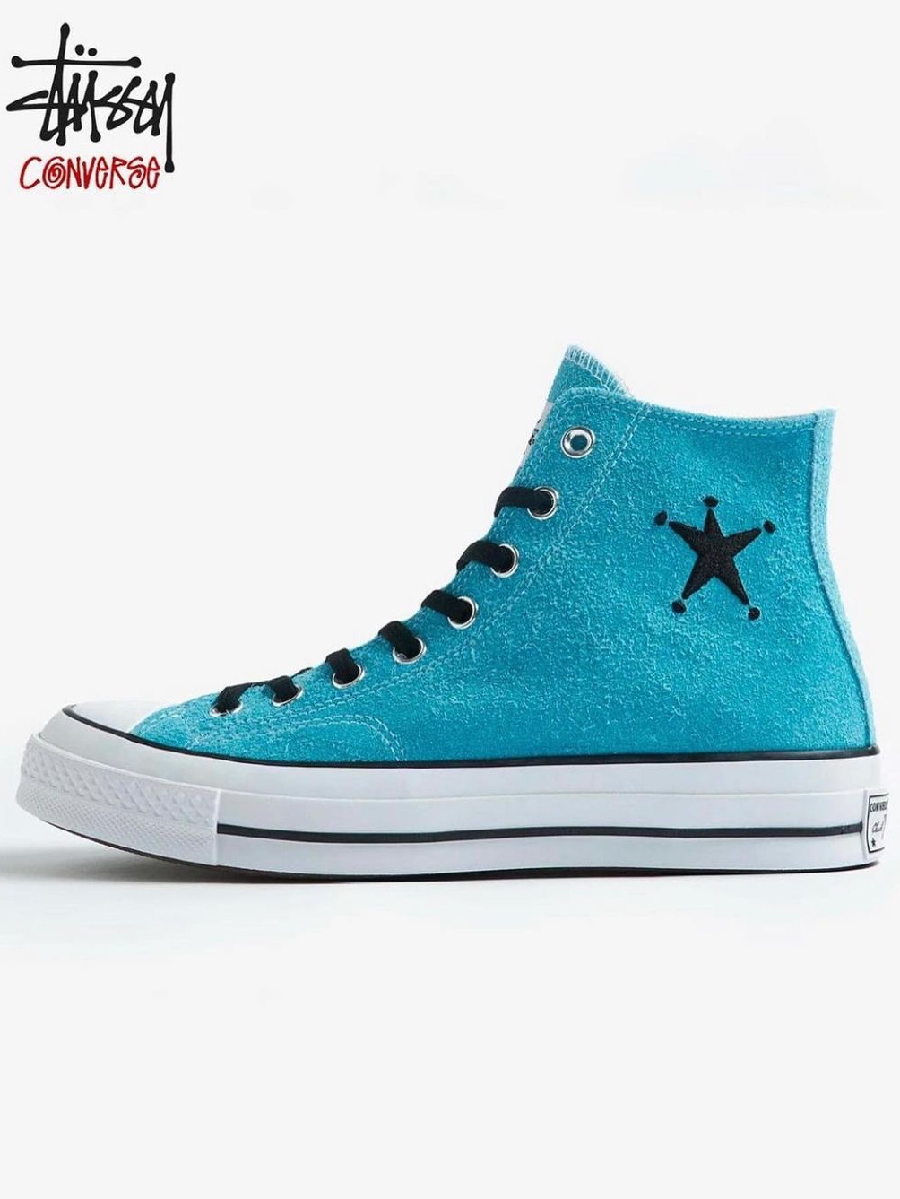 Converse x Stussy Chuck 70 Ox Poppy Red, Converse x Stussy Chuck 70 Hi Sky Blue 착용 스타일 - 4