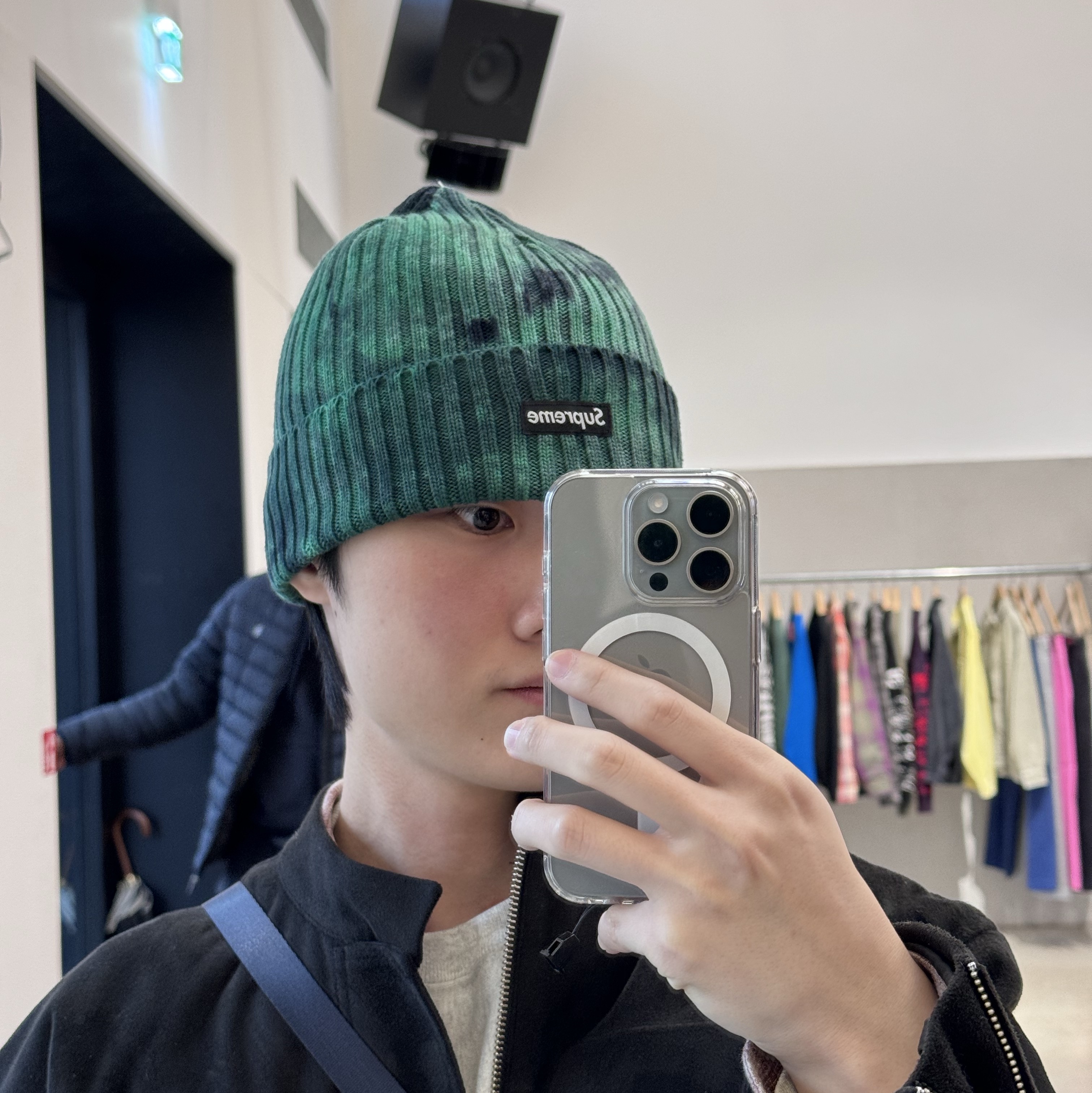 Supreme Overdyed Beanie Splatter Green - 24SS 착용 스타일