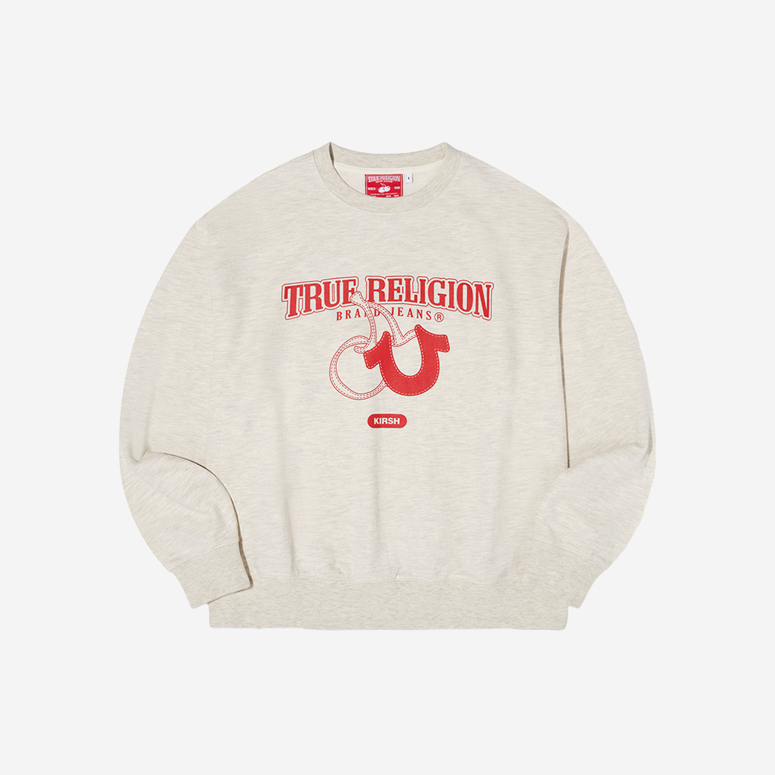 트루릴리젼 x 키르시 로고 그래픽 스웨트 셔츠 오트밀
