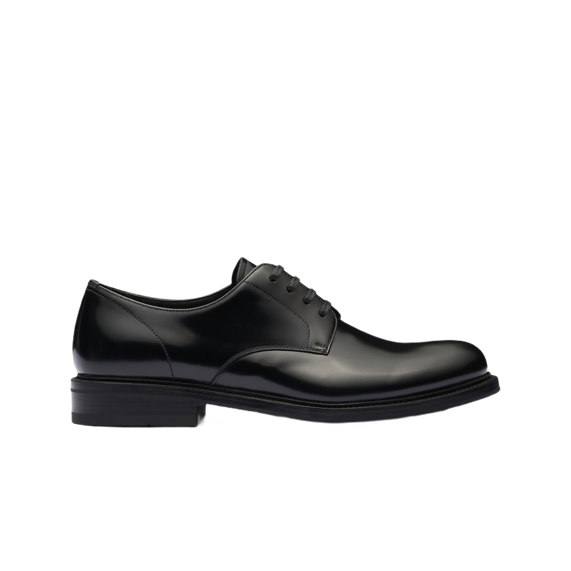 2EB198-055-F0002 Prada Brushed Leather Lace-Up Shoes Black
