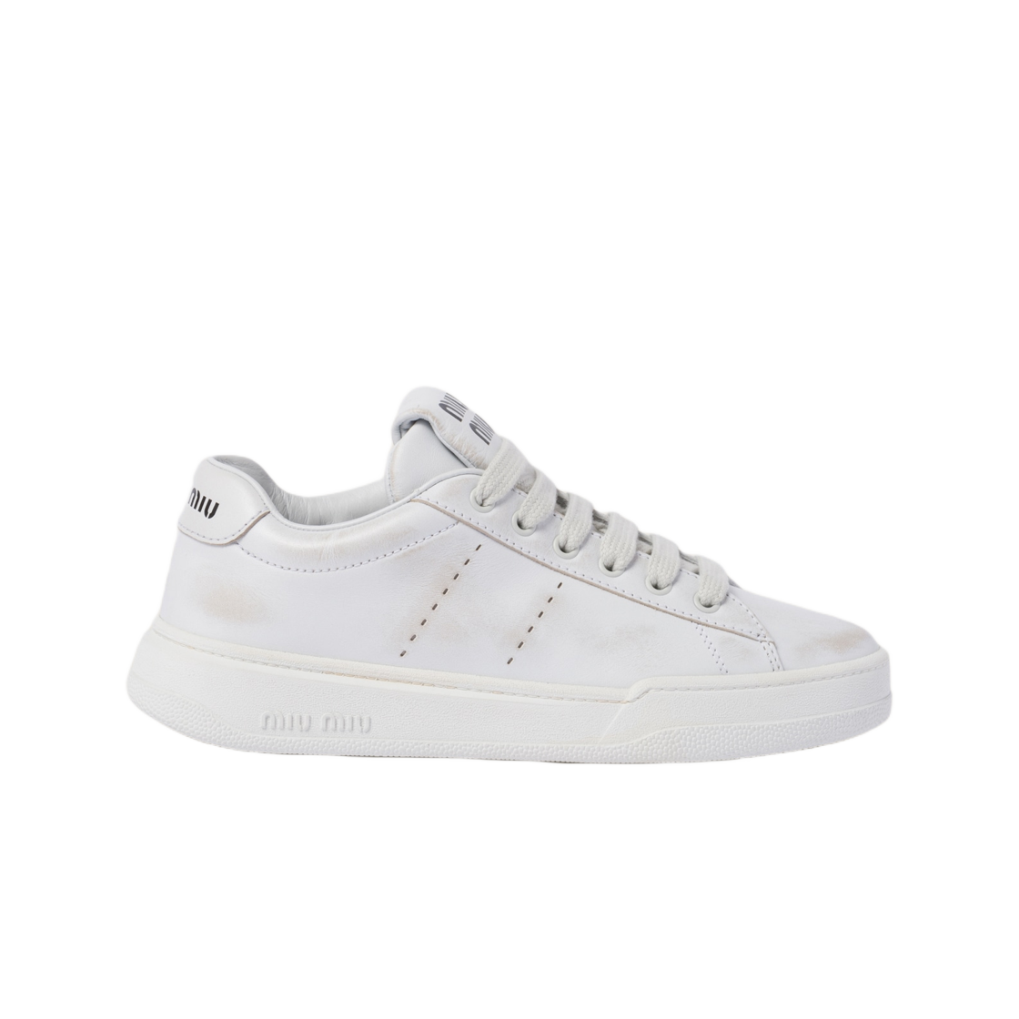 5E916D-3G63-F0009 (W) Miu Miu Bleached Leather Sneakers White