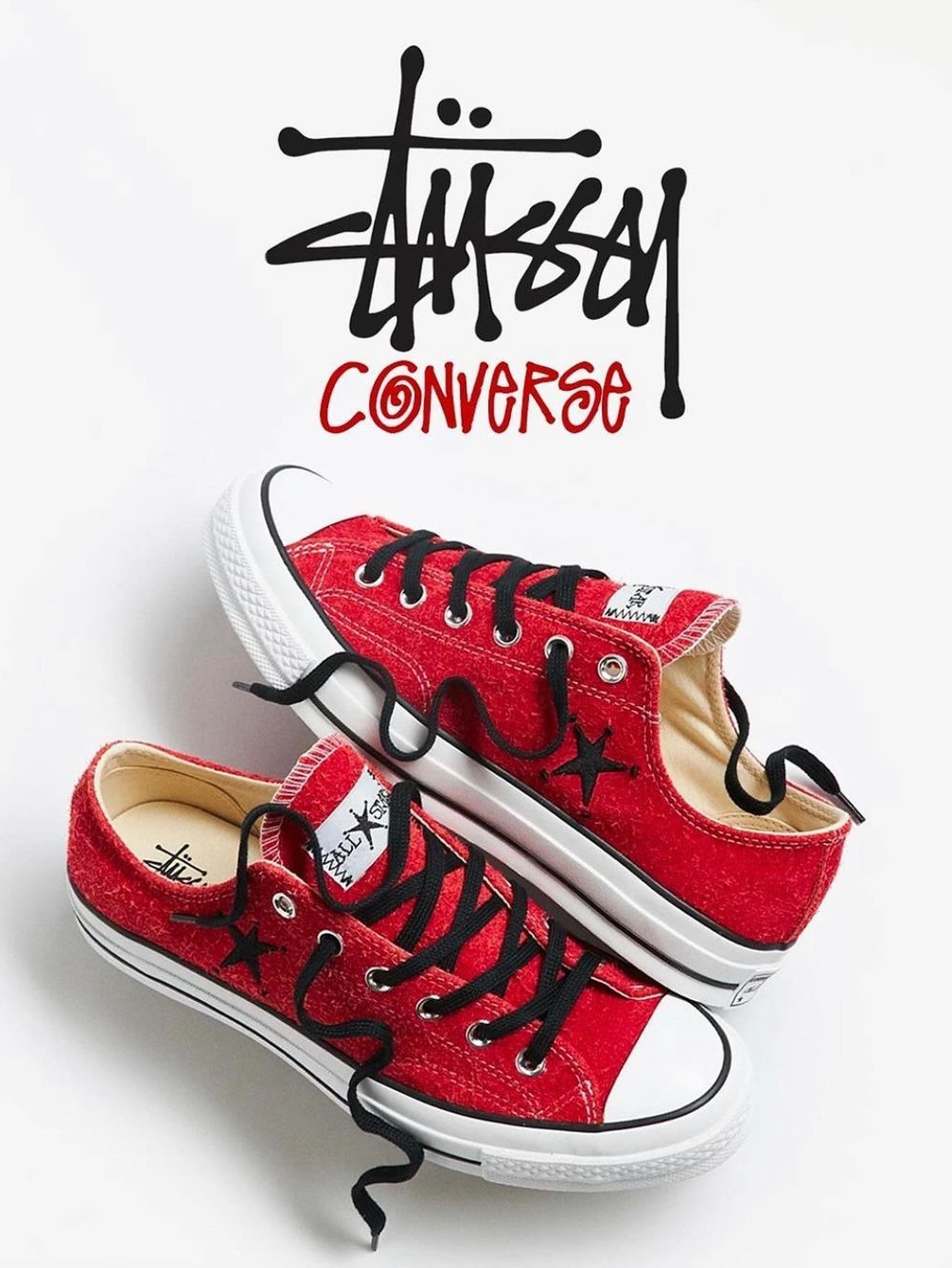 Converse x Stussy Chuck 70 Ox Poppy Red, Converse x Stussy Chuck 70 Hi Sky Blue 착용 스타일 - 1