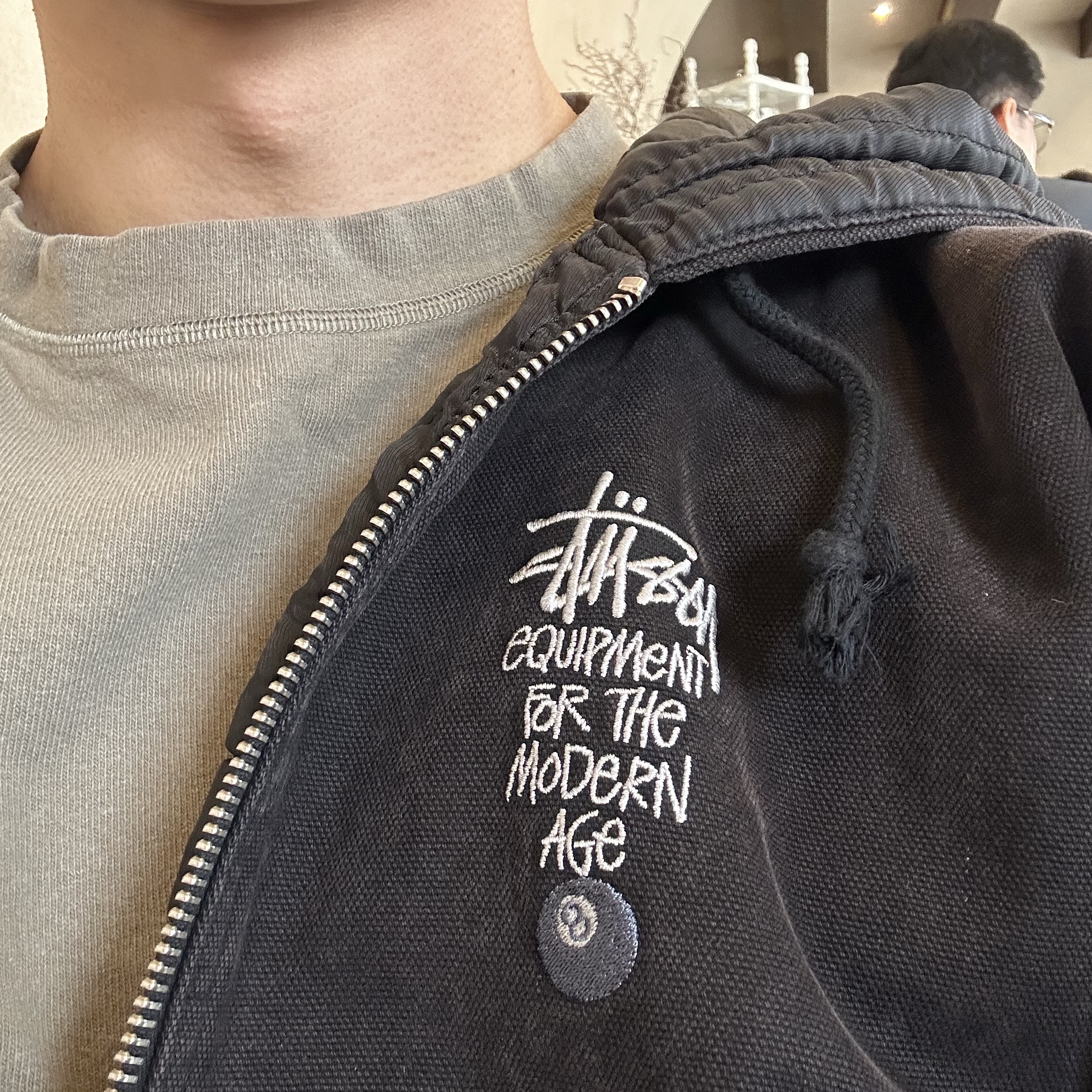 Stussy Canvas Insulated Work Jacket Black 착용 스타일