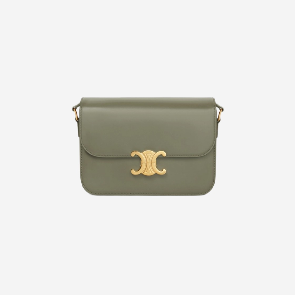 Celine Medium Triomphe Bag in Shiny Calfskin Soft Khaki 상세 이미지 1