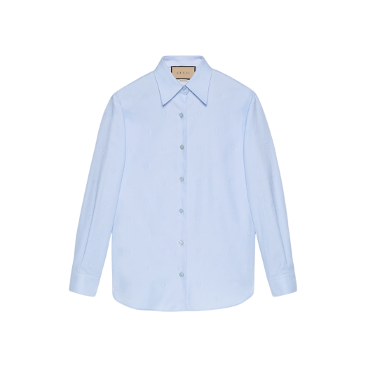 (W) 구찌 인터로킹 G 코튼 셔츠 라이트 블루