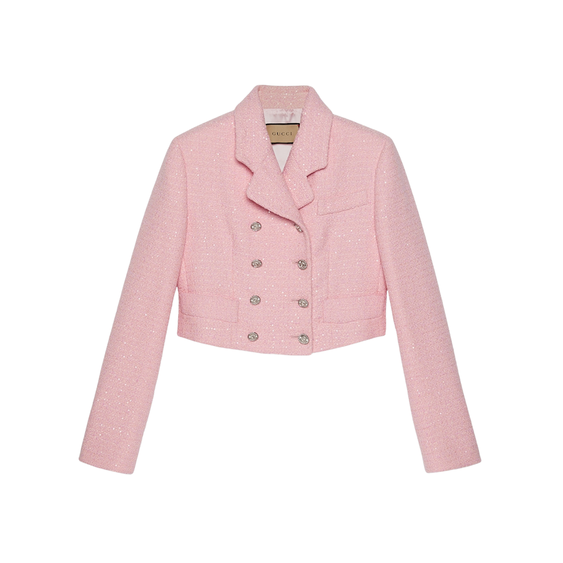 (W) Gucci Cropped Tweed Jacket with Sequins Light Pink 상세 이미지 1