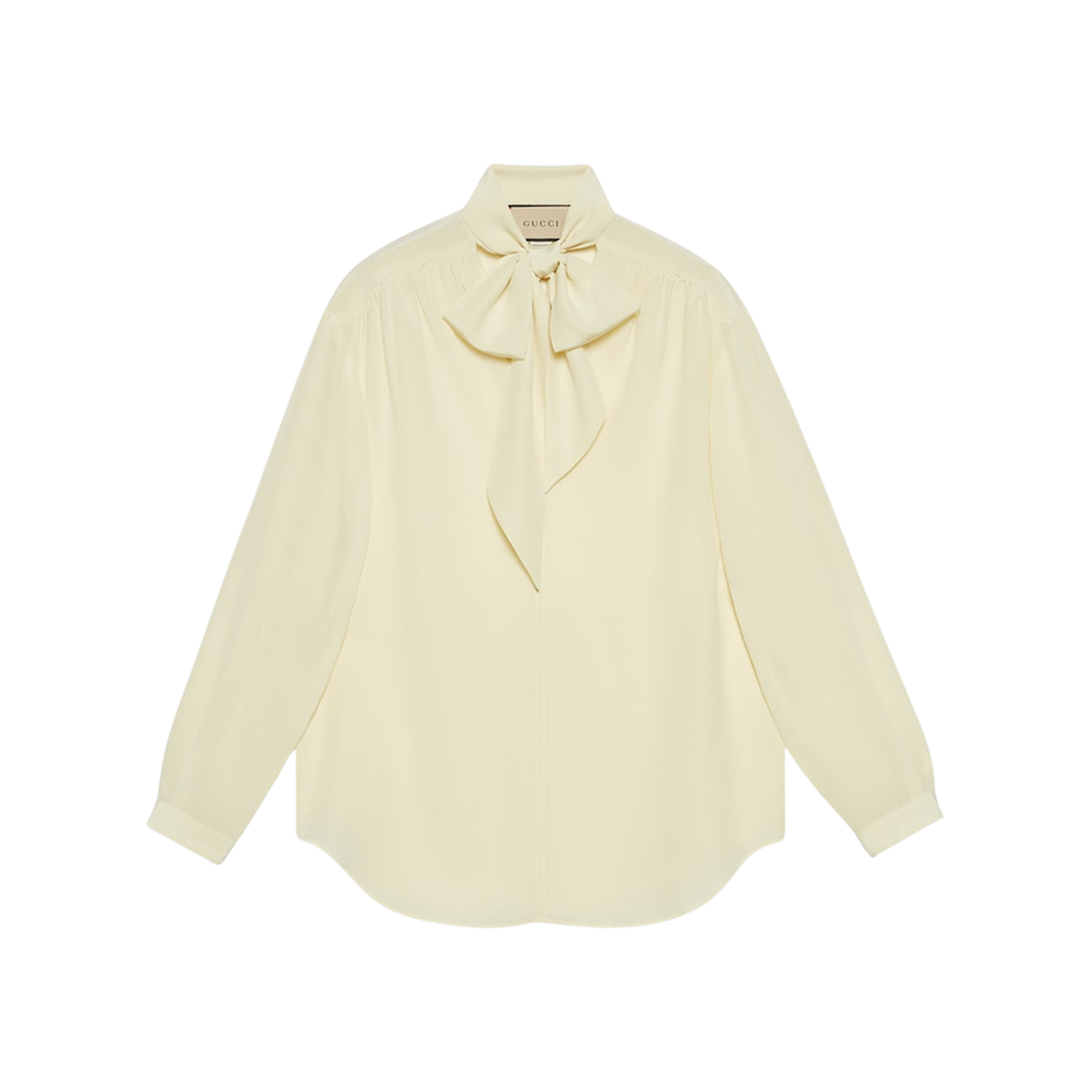 (W) Gucci Crepe Satin Shirt with Neck Tie Ivory 상세 이미지 1